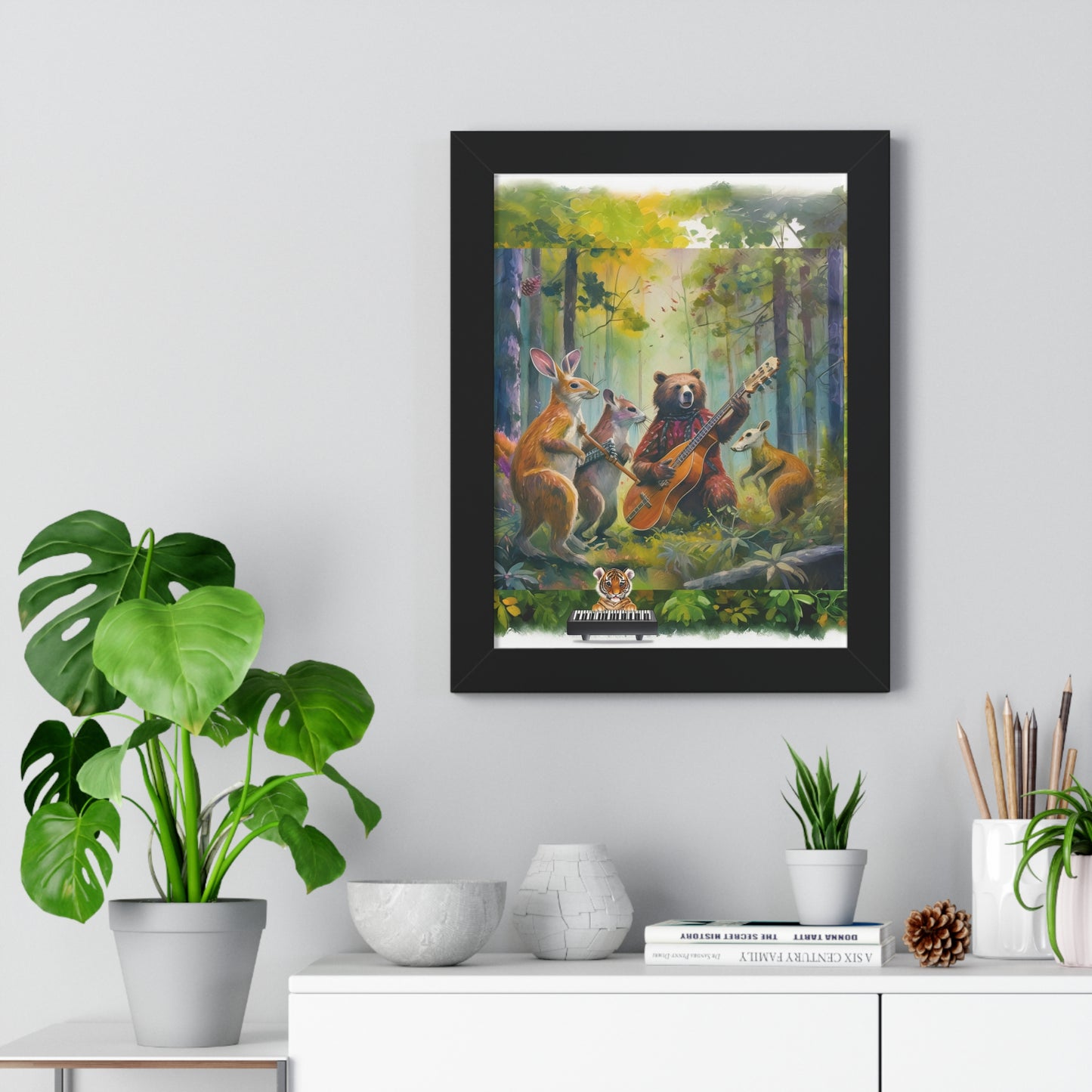 Whimsical Animal Band Framed Poster - Forest Decor, Wildlife Art, Cute Animal Print, Nature-Themed Gift, Nursery Wall Art