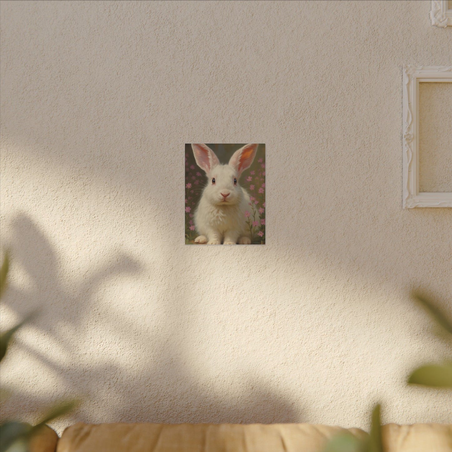Whimsical Rabbit Canvas Wall Art, Home Decor, Animal Lover Gift, Easter Decoration, Botanical Wall Art, Cute Rabbit Print, Nursery Decor