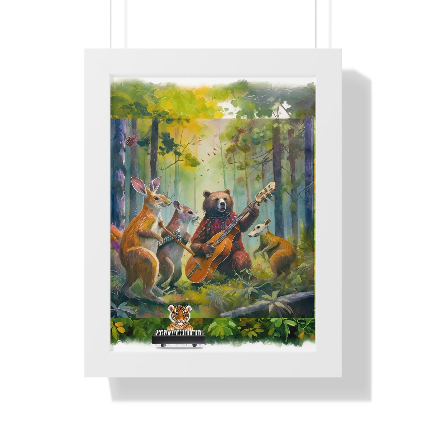 Whimsical Animal Band Framed Poster - Forest Decor, Wildlife Art, Cute Animal Print, Nature-Themed Gift, Nursery Wall Art
