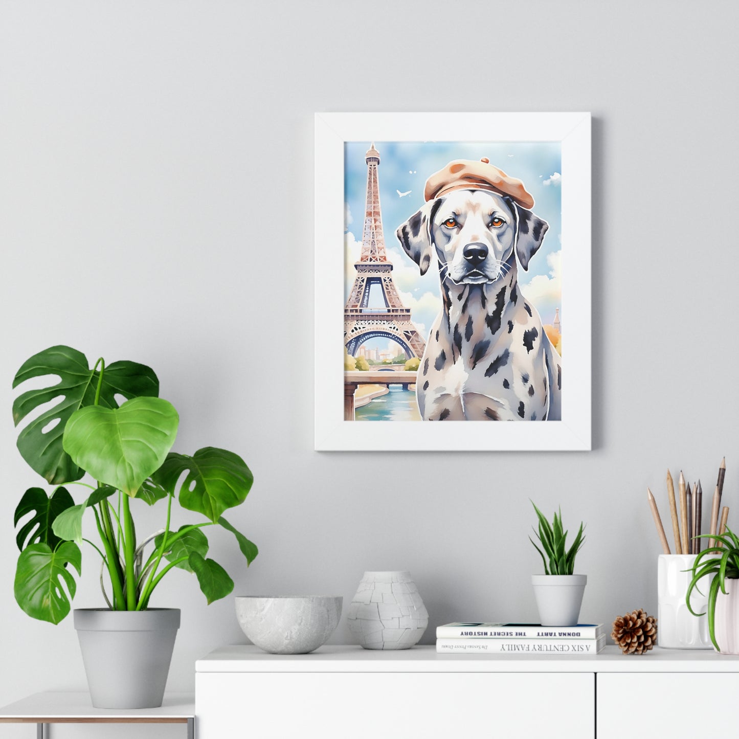 Charming Dog Art Print, Parisian Home Décor, Wall Art Gift, Framed Dog Poster, Canine Lover Wall Decor