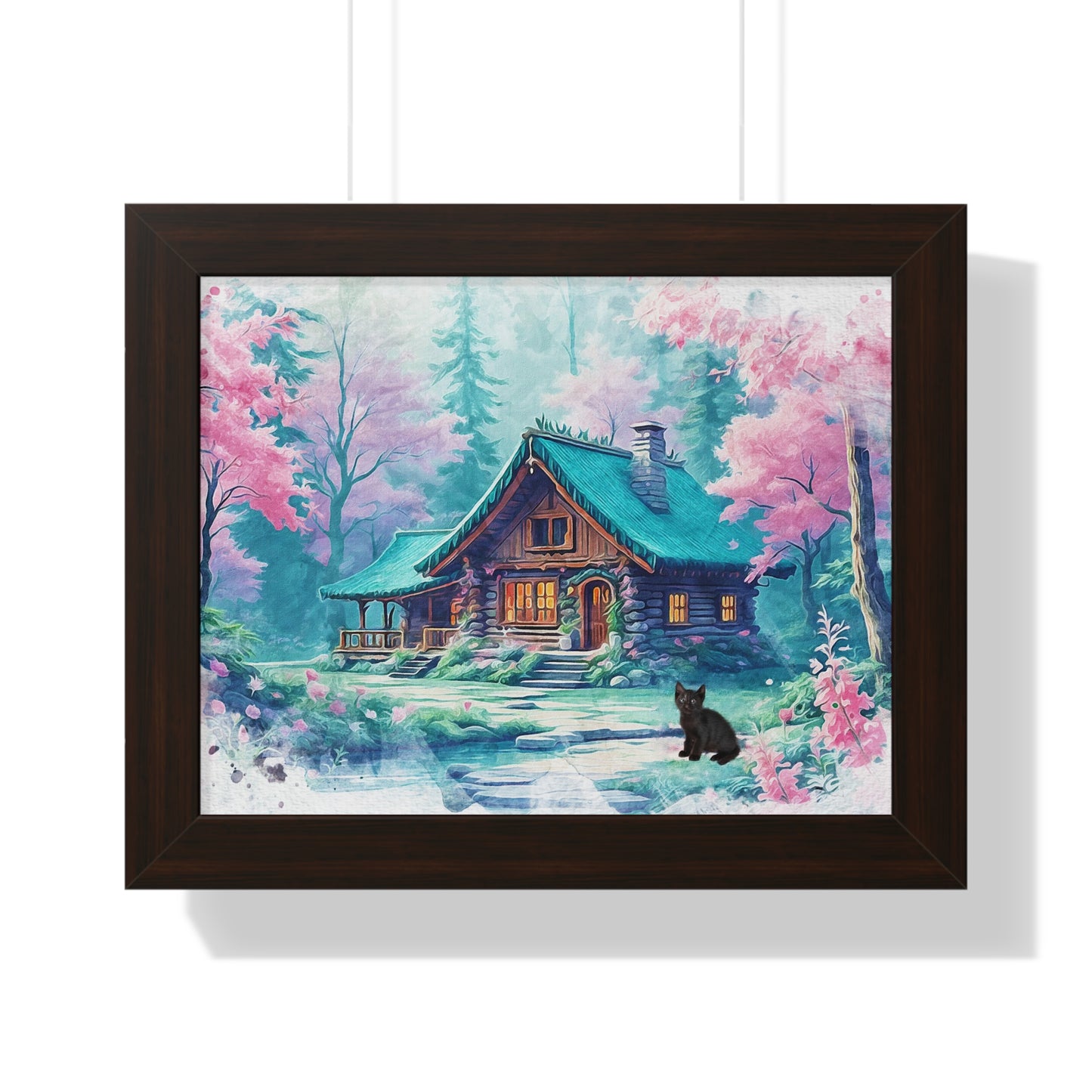 Cozy Cabin Framed Poster, Rustic Home Decor, Nature Wall Art, Gift for Homeowners, Landscape Print, Cabin Aesthetic