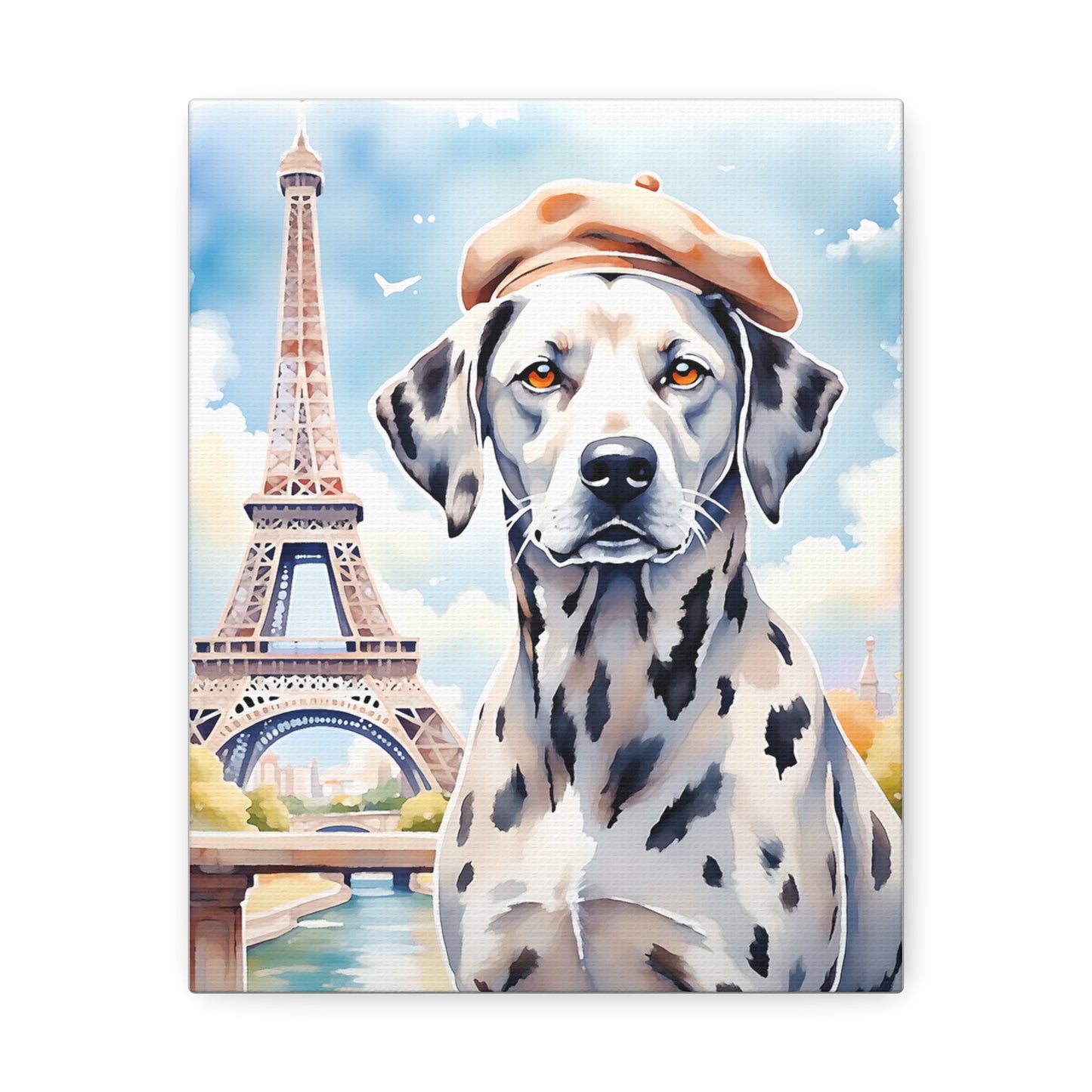 Parisian Dog Canvas Art Print, Dog Wall Decor, Gift for Dog Lovers, Home Aesthetic, French Style Art, Pet Lover Gift