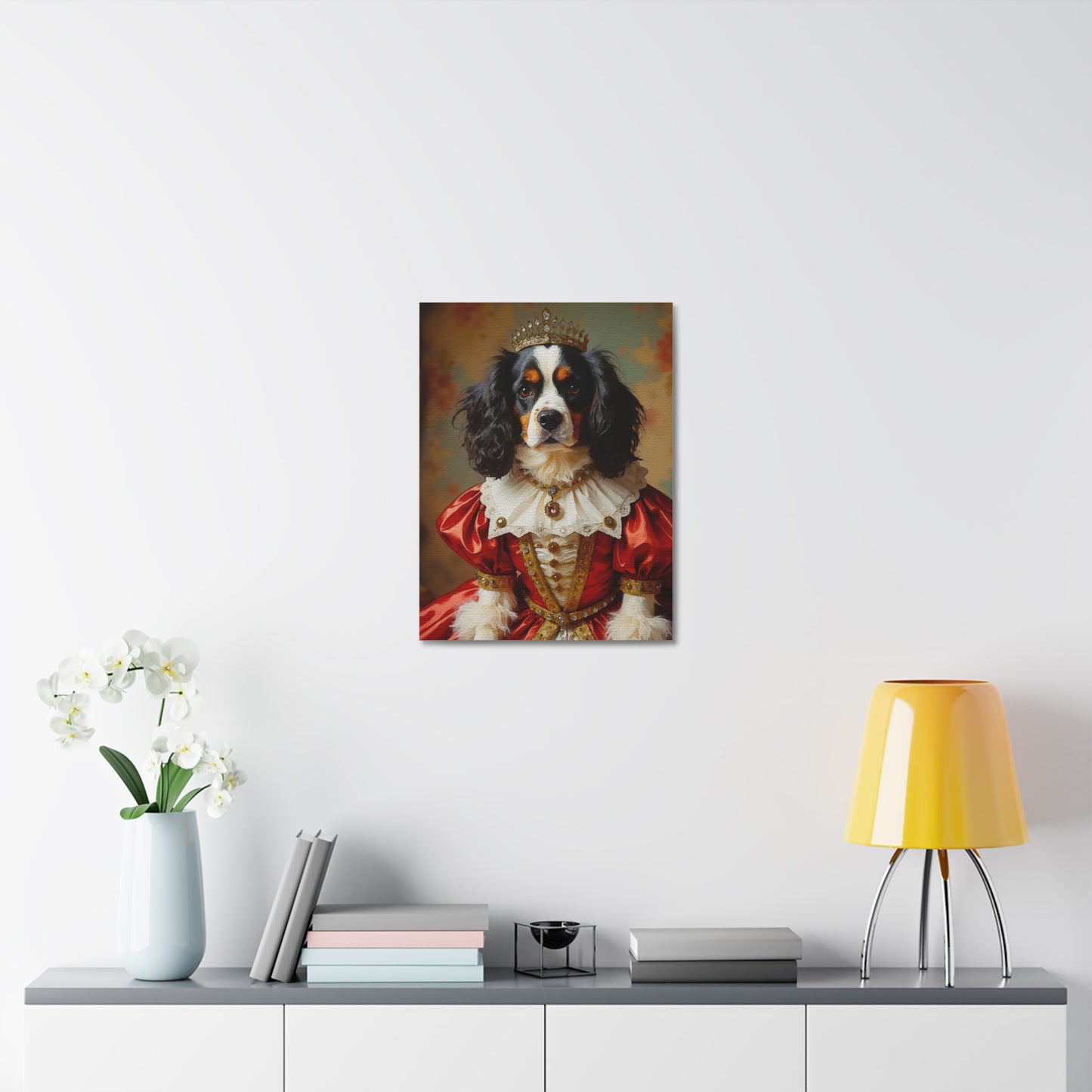Royal Dog Portrait Canvas Print, Pet Art Decor, Dog Lovers Gift, Home Wall Art, Animal Artwork, Dog Themed Gift