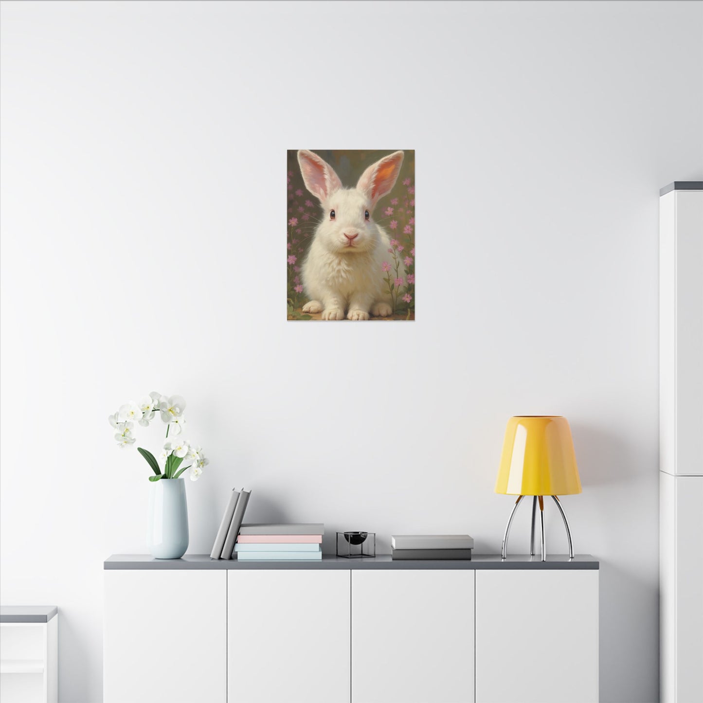 Whimsical Rabbit Canvas Wall Art, Home Decor, Animal Lover Gift, Easter Decoration, Botanical Wall Art, Cute Rabbit Print, Nursery Decor
