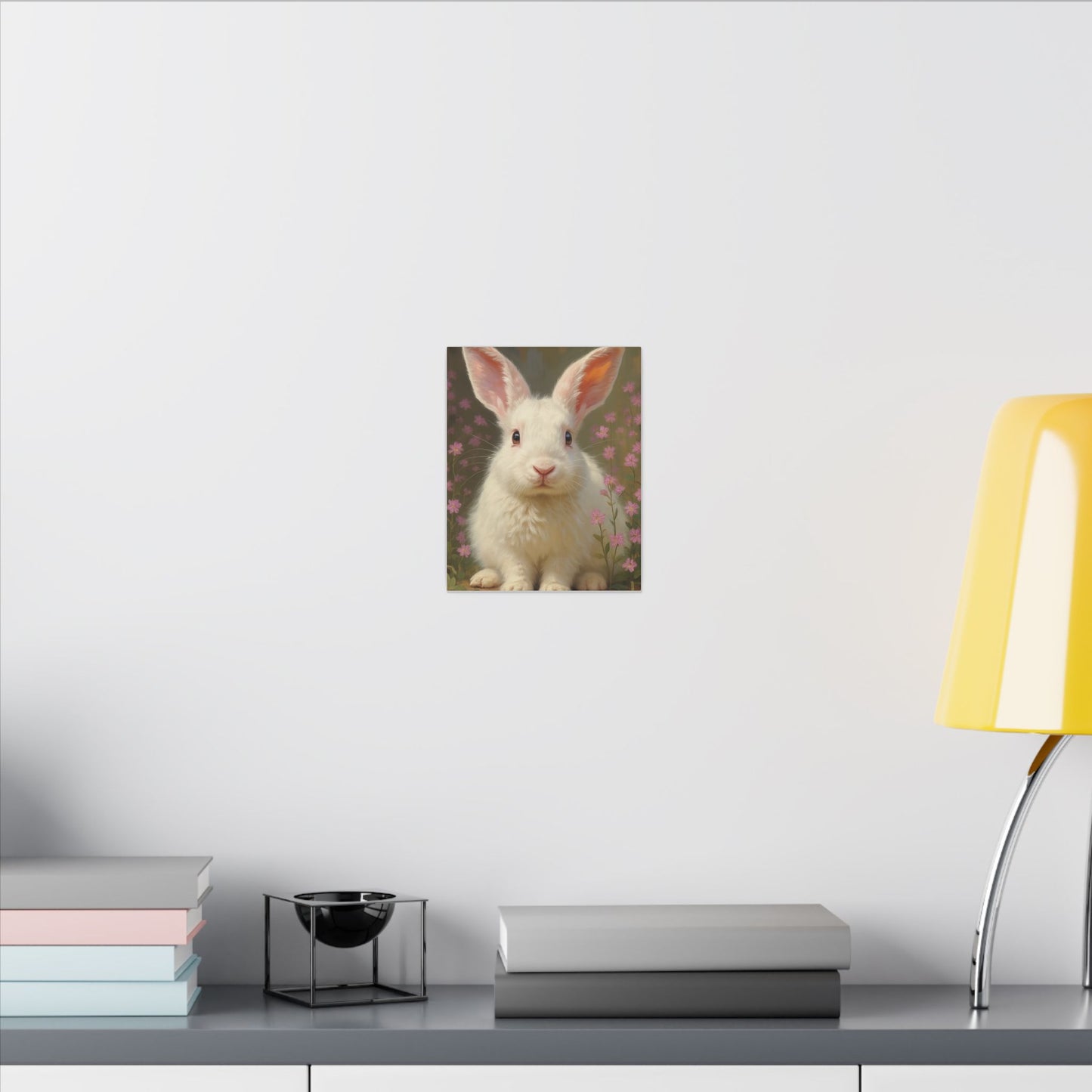 Whimsical Rabbit Canvas Wall Art, Home Decor, Animal Lover Gift, Easter Decoration, Botanical Wall Art, Cute Rabbit Print, Nursery Decor
