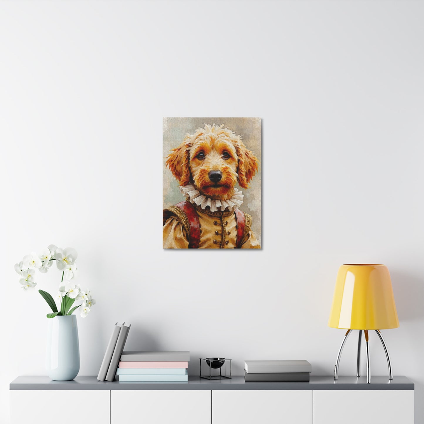 Whimsical Dog Portrait Canvas Art Print, Pet Lover Gift, Dog Decor, Funny Animal Artwork, Home Wall Decor, Gift for Dog Parents