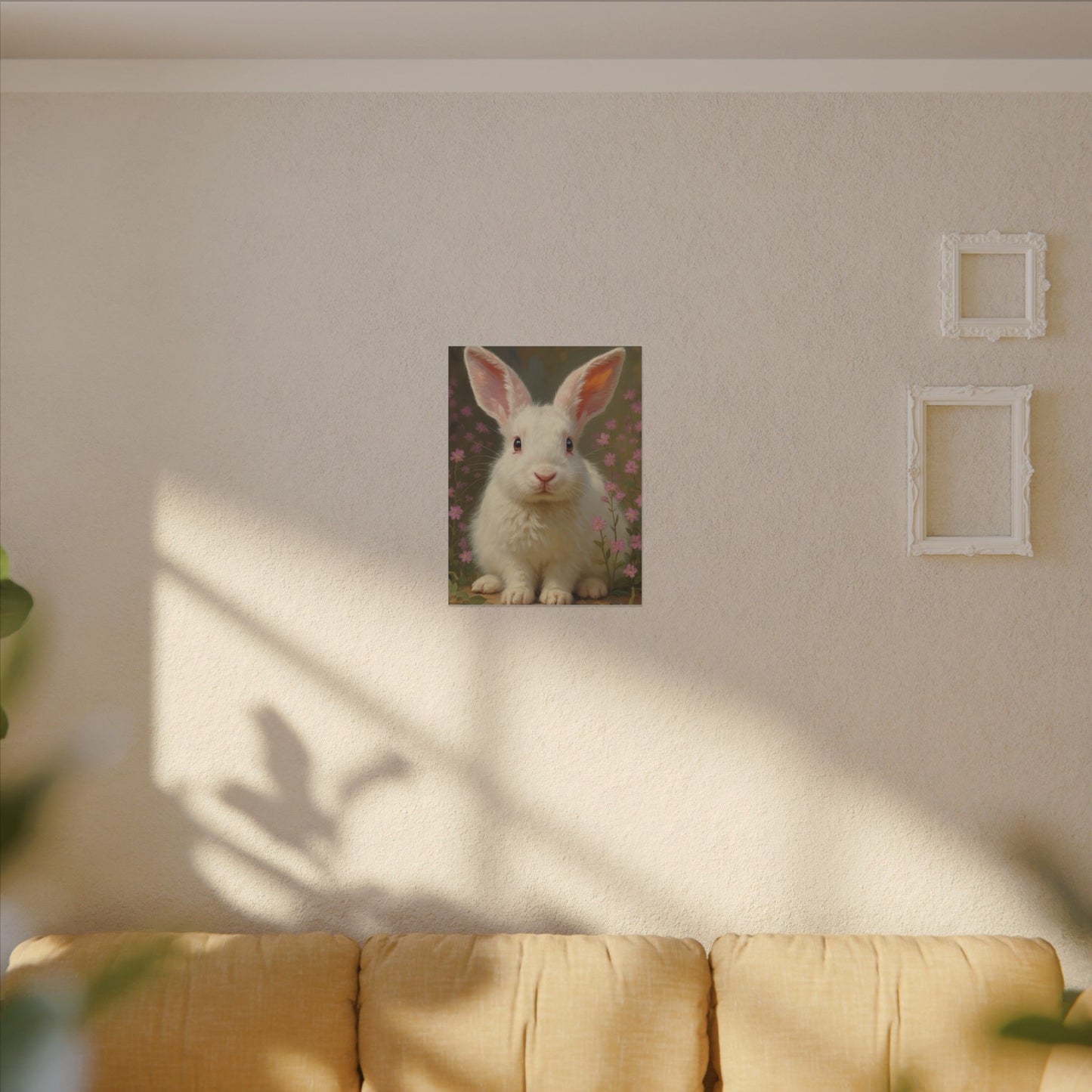 Whimsical Rabbit Canvas Wall Art, Home Decor, Animal Lover Gift, Easter Decoration, Botanical Wall Art, Cute Rabbit Print, Nursery Decor