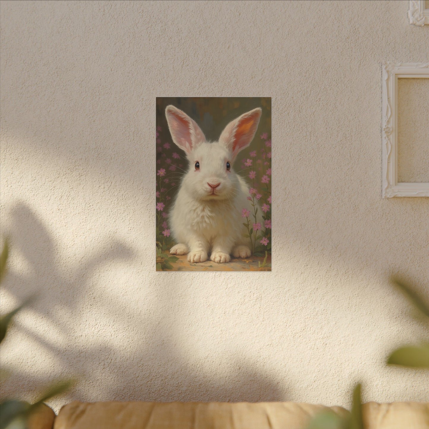 Whimsical Rabbit Canvas Wall Art, Home Decor, Animal Lover Gift, Easter Decoration, Botanical Wall Art, Cute Rabbit Print, Nursery Decor