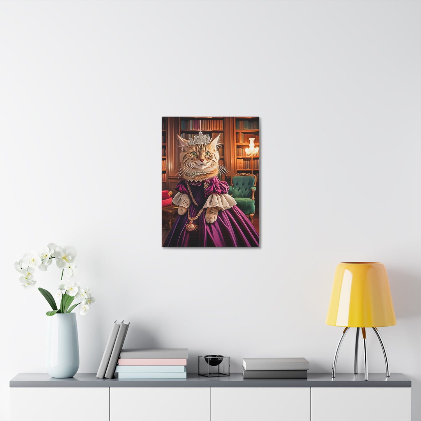 Royal Cat Canvas Art, Funny Cat Decor, Kitten Print, Cat Lover Gift, Whimsical Home Decor, Pet Portrait