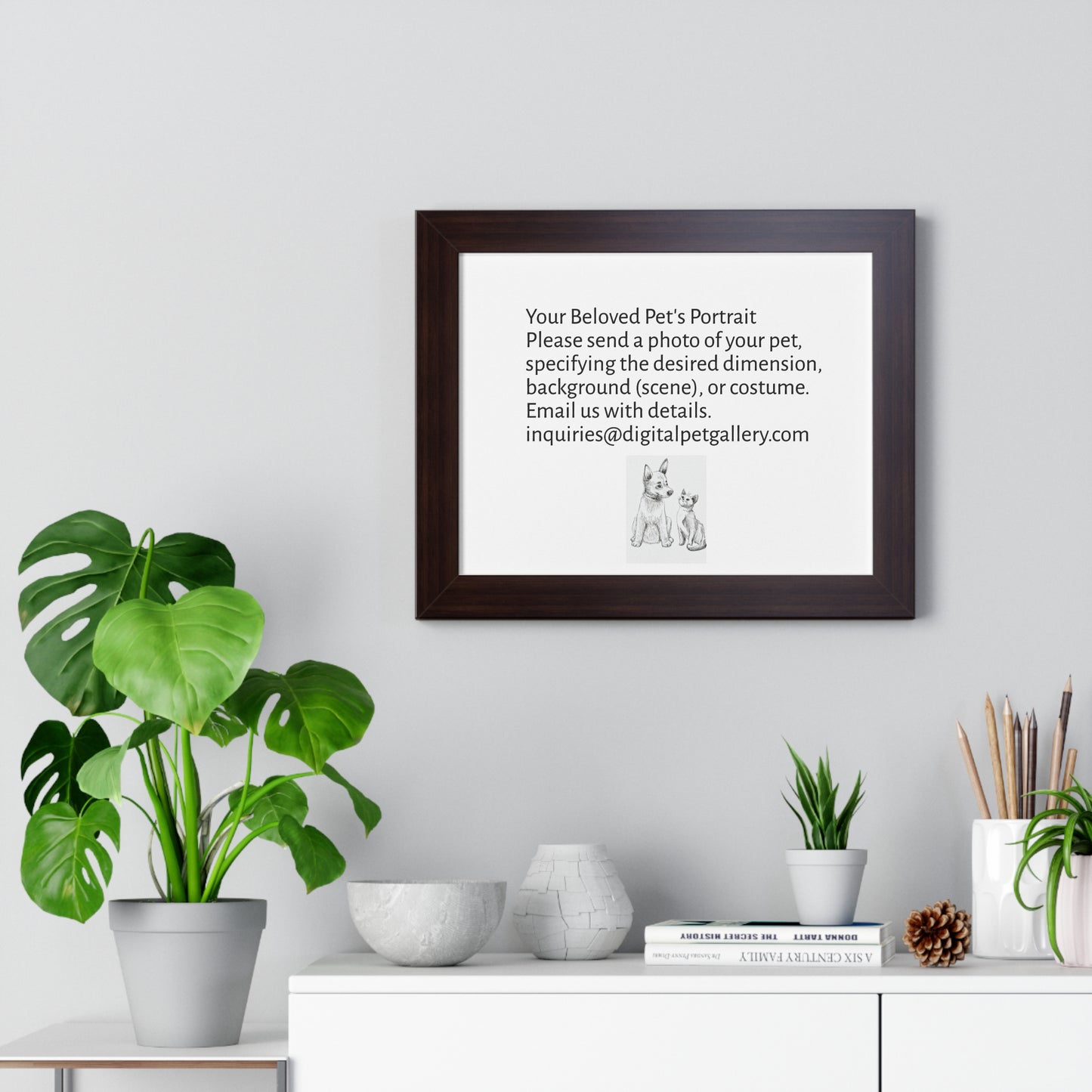 Custom Pet Portrait Framed Poster, Personalized Pet Art, Pet Memorial Gift, Home Decor, Animal Lover Wall Art