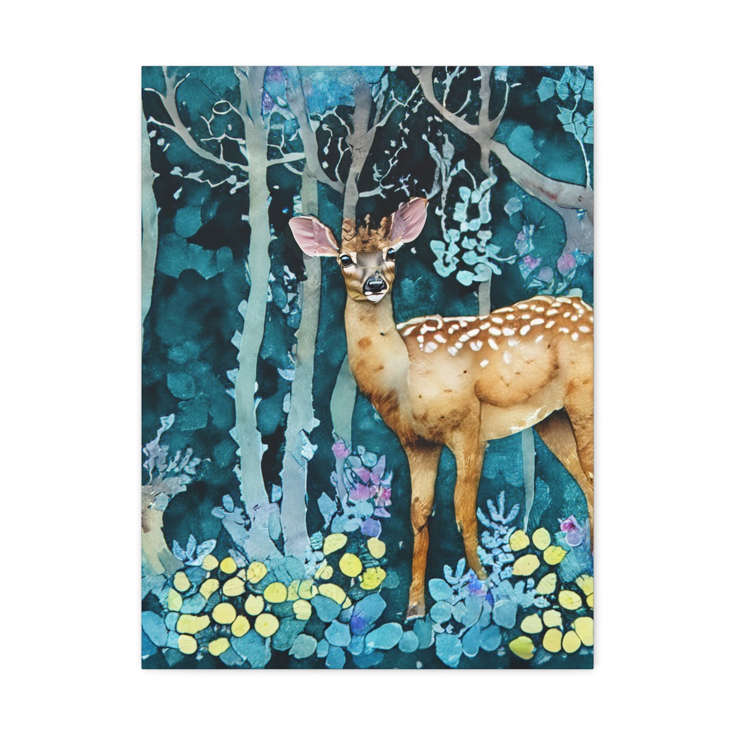 Nature-Inspired Stretched Canvas Art Print, Woodland Deer Decor, Forest Wall Art, Animal Lover Gift, Rustic Home Accent