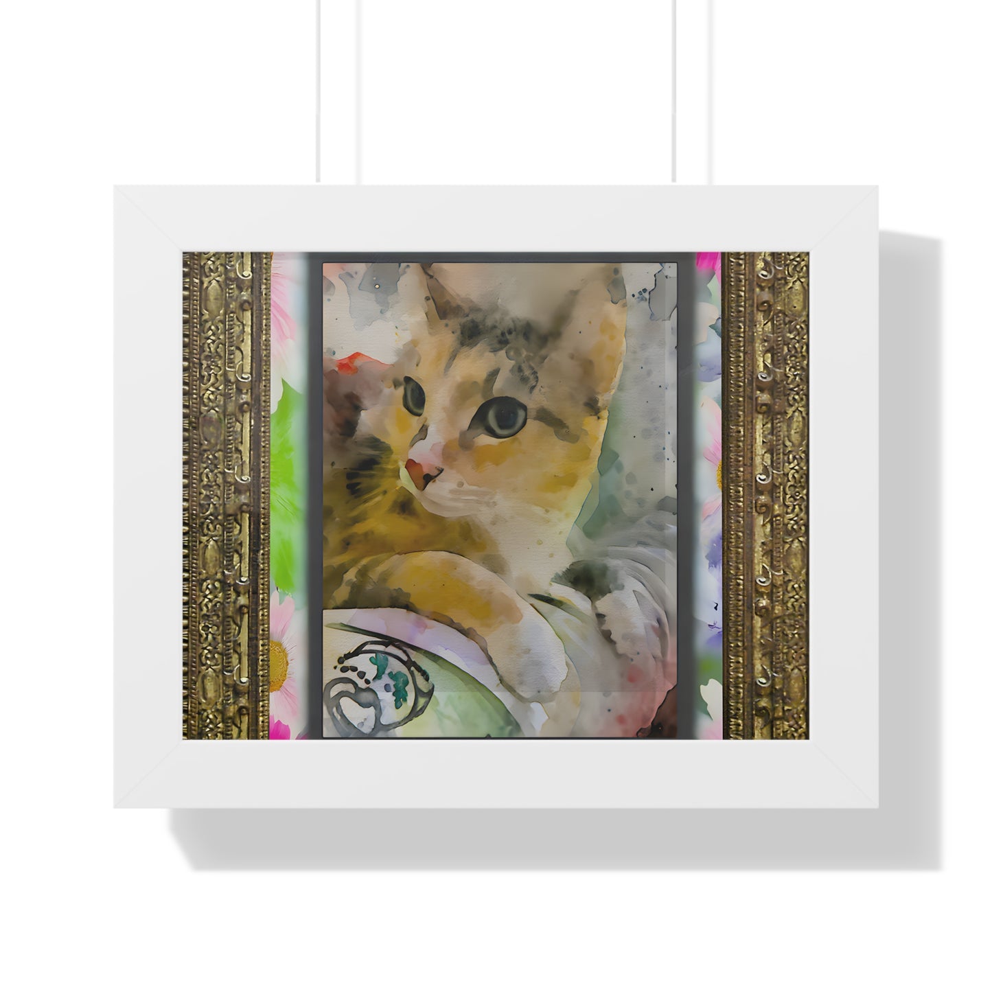 Framed Cat Art Print, Watercolor Cat Poster, Pet Lover Decor, Cat Lover Gift, Home Office Wall Art