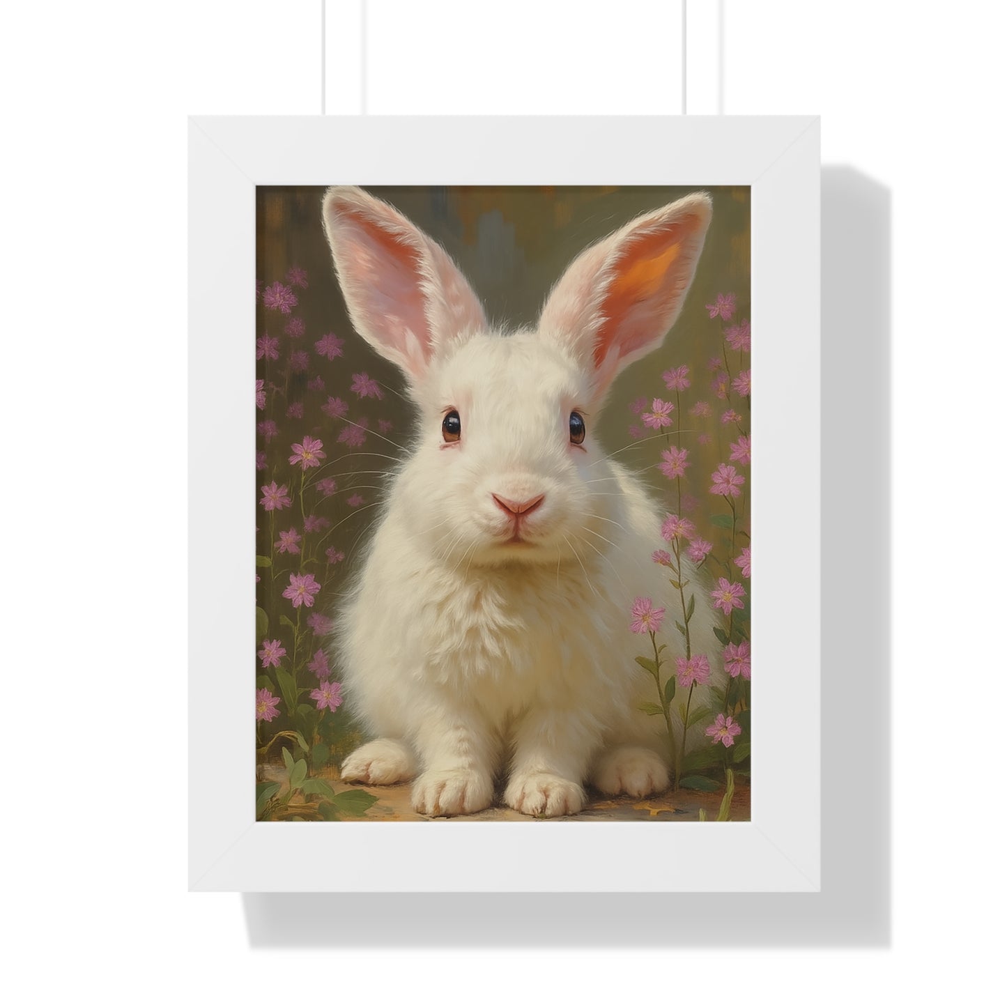 Charming Rabbit Framed Vertical Poster, Cute Bunny Art, Nursery Decor, Animal Wall Art, Kids' Room Decoration, Easter Gift