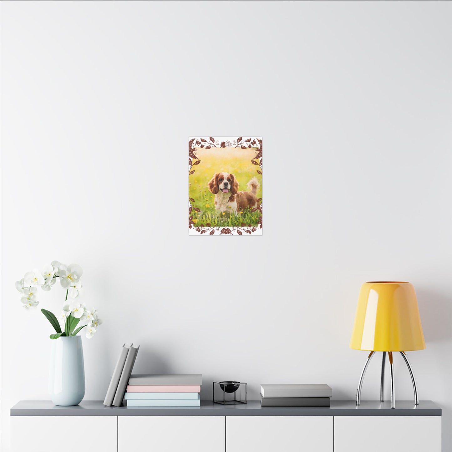 Dog Portrait Canvas Wall Art, Pet Memorial Decor, Dog Lover Gift, Floral Dog Art Print, Custom Pet Artwork