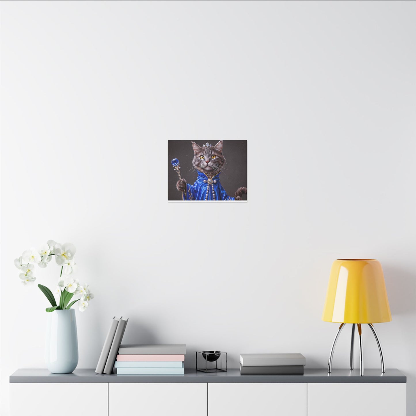 Majestic Cat Canvas Art, Whimsical Cat Portrait, Home Decor, Cat Lover Gift, Cat-Themed Wall Art, Royal Pet Print