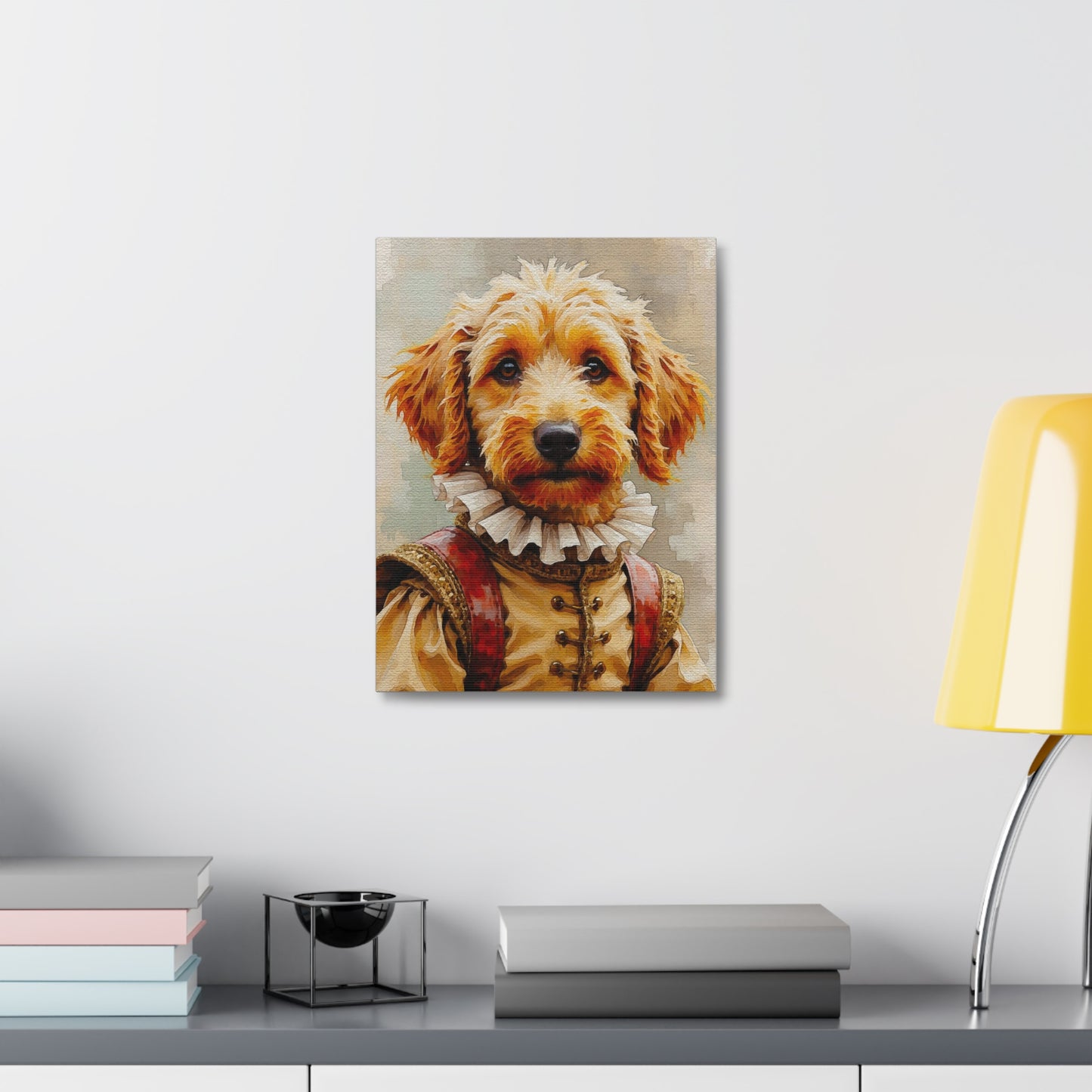Whimsical Dog Portrait Canvas Art Print, Pet Lover Gift, Dog Decor, Funny Animal Artwork, Home Wall Decor, Gift for Dog Parents