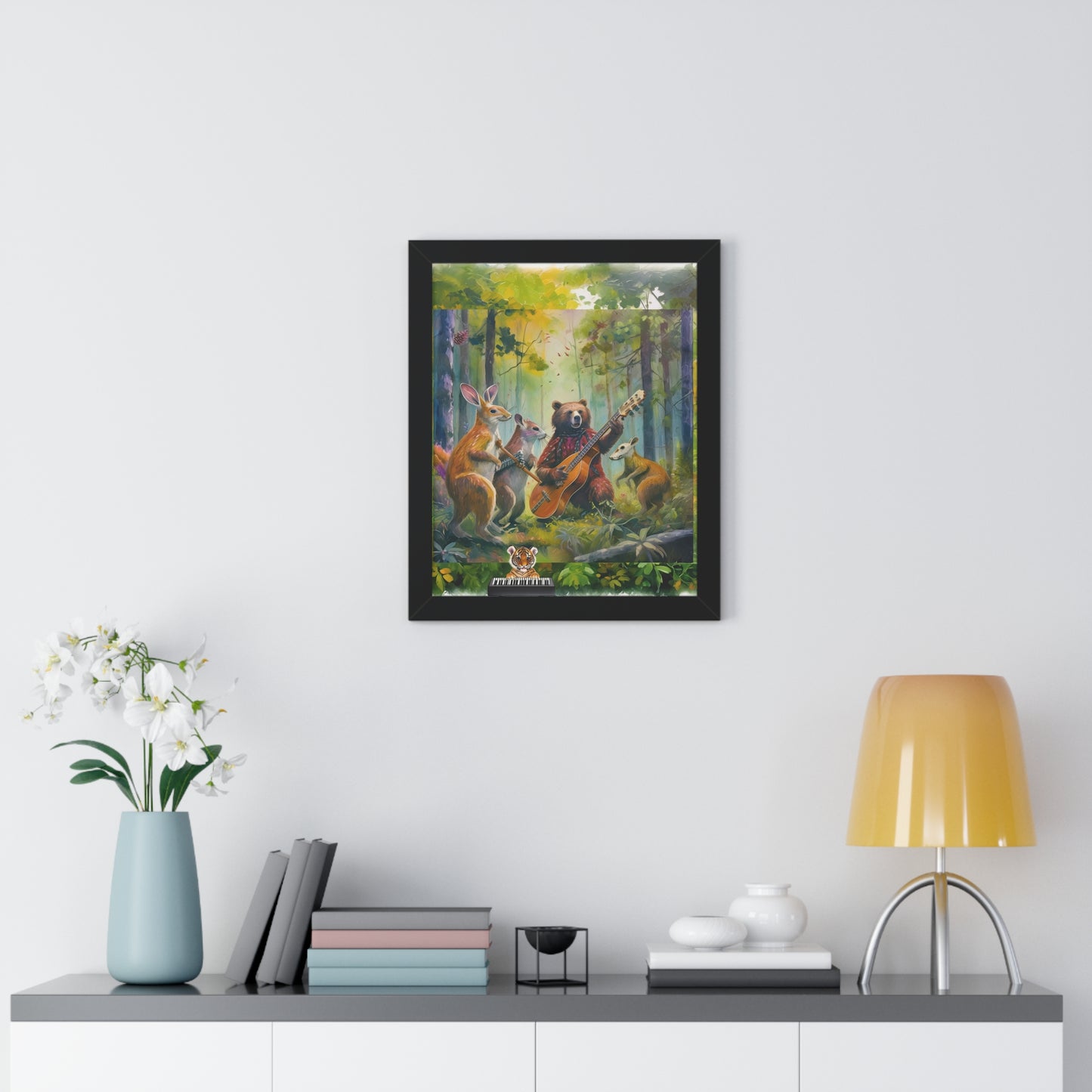 Whimsical Animal Band Framed Poster - Forest Decor, Wildlife Art, Cute Animal Print, Nature-Themed Gift, Nursery Wall Art