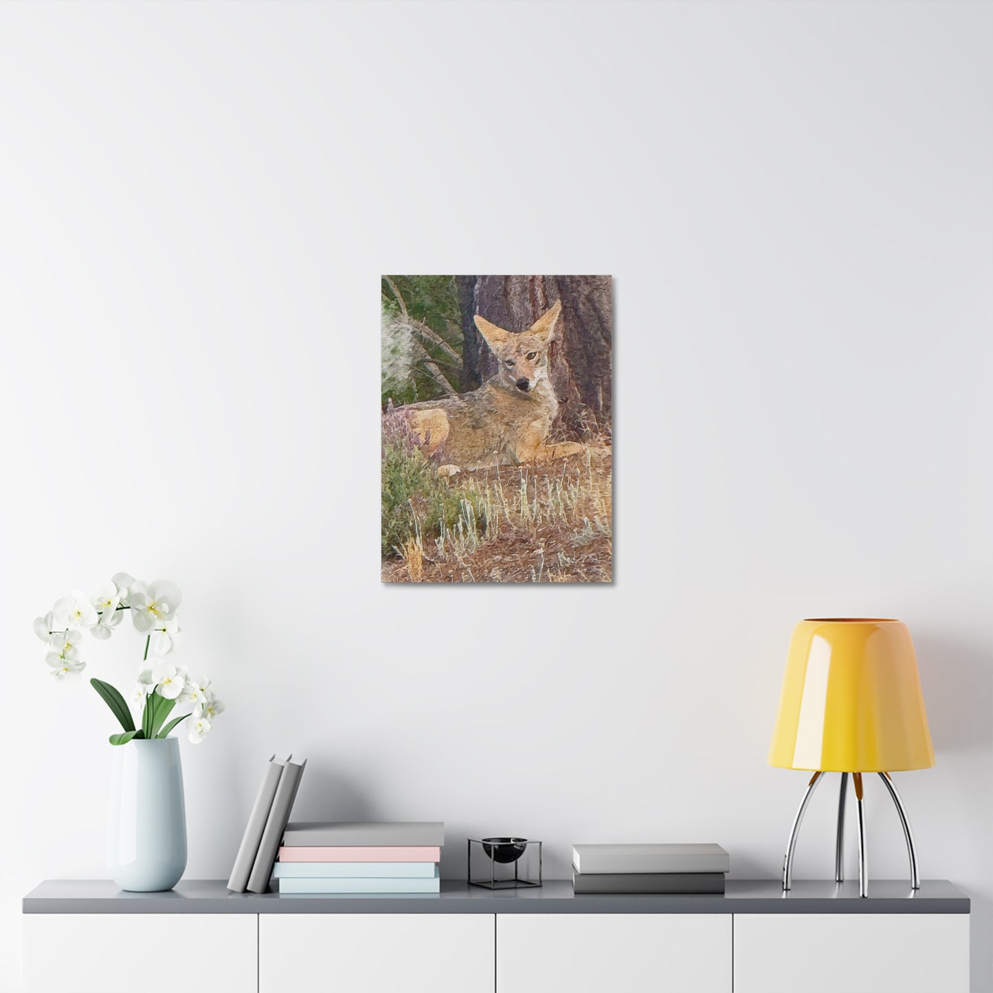 Nature-Inspired Stretched Canvas Art - Coyote Wildlife Decor, Animal Wall Art, Rustic Home Decor, Gift for Nature Lovers, Forest Vibes