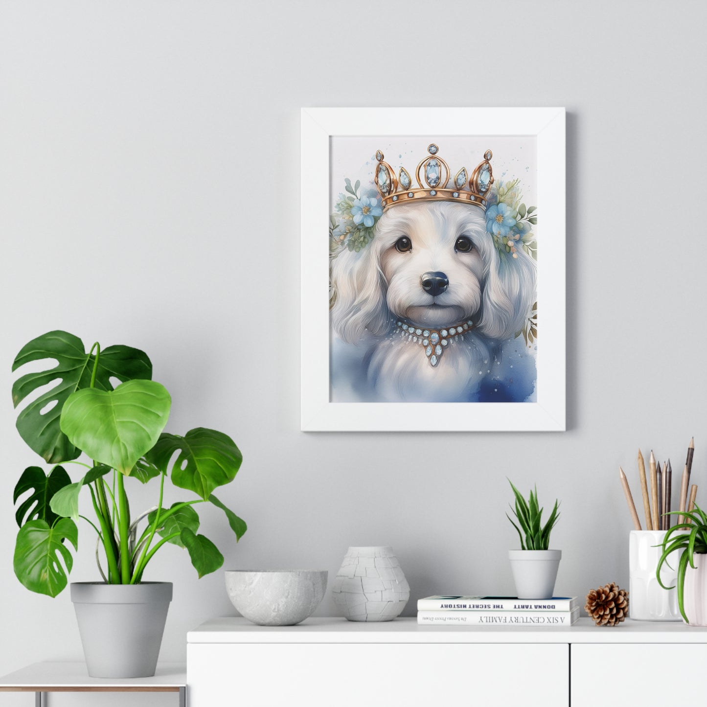 regal dog portrait, home decor, pet lover gift, framed art print, wall art