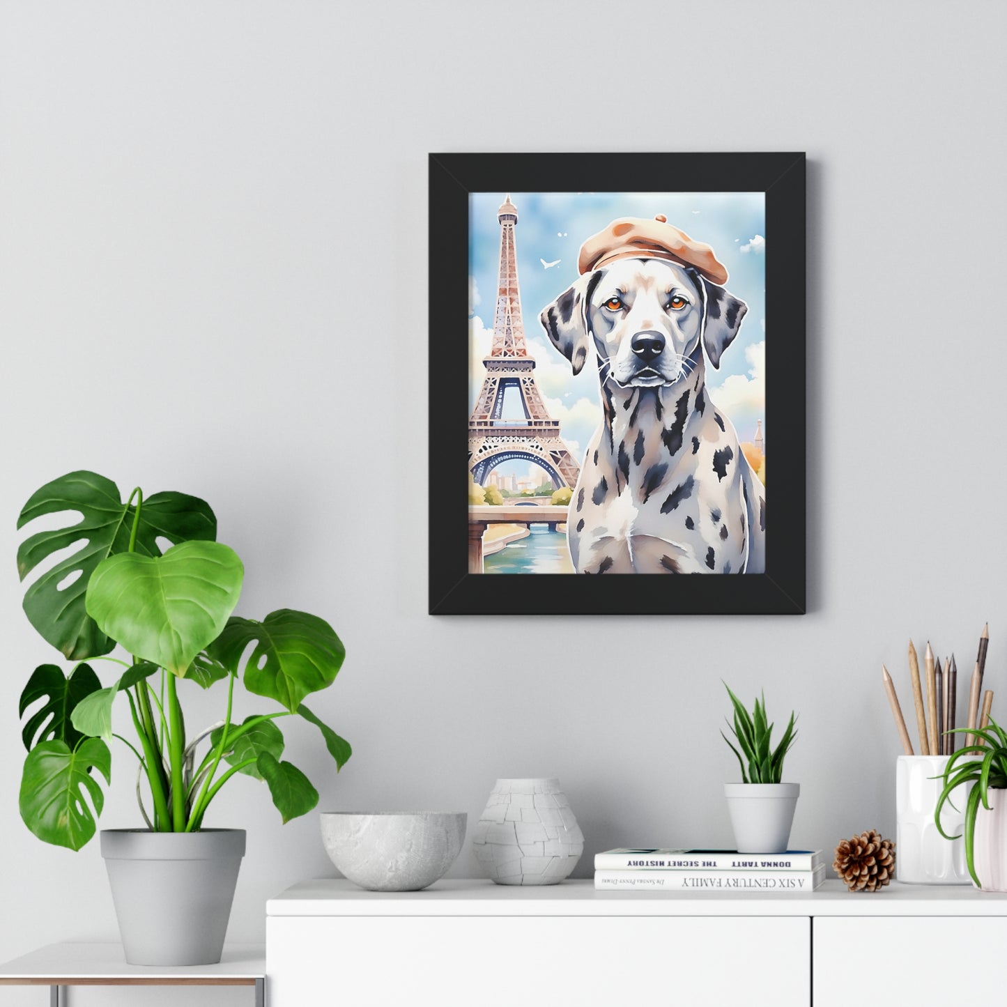 Charming Dog Art Print, Parisian Home Décor, Wall Art Gift, Framed Dog Poster, Canine Lover Wall Decor