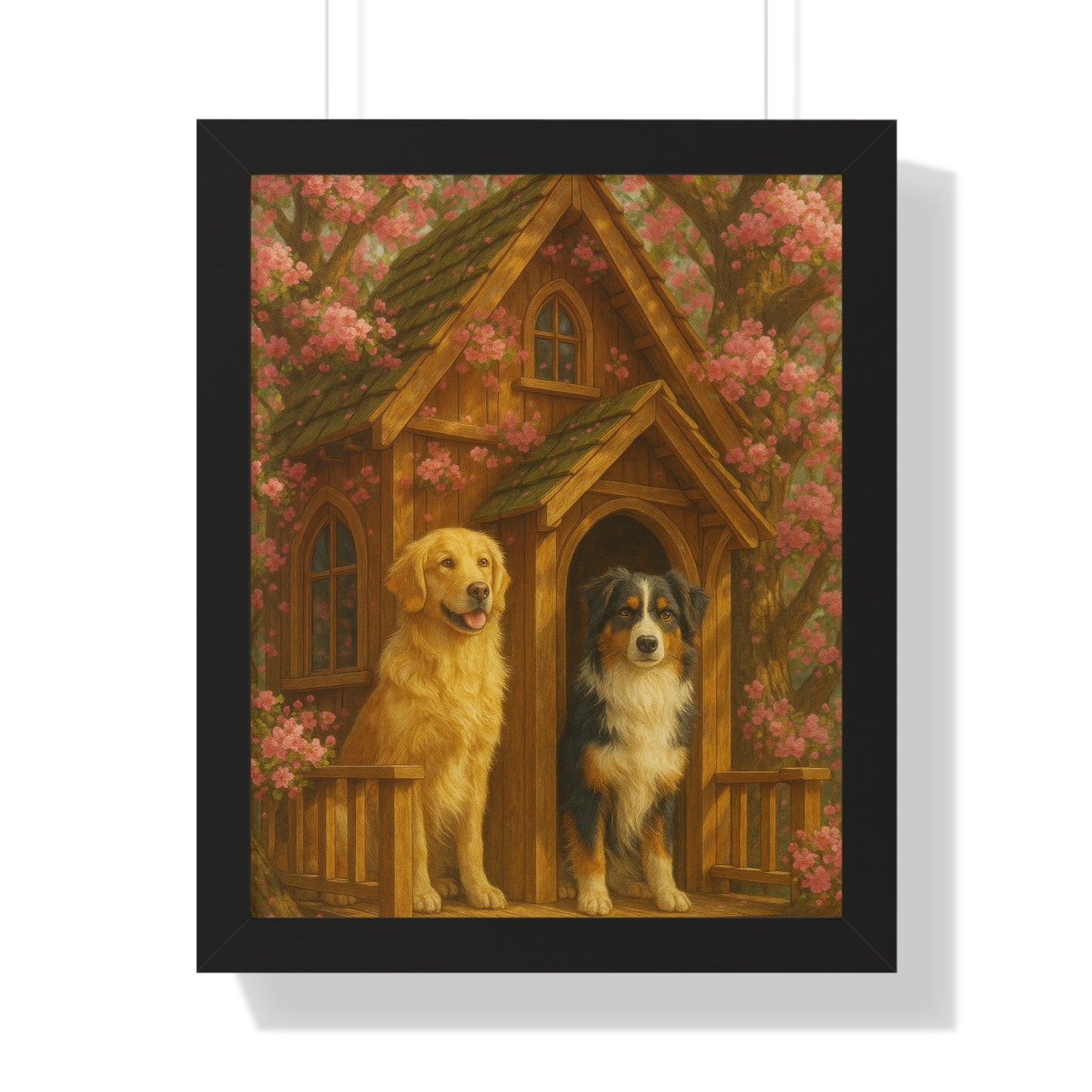 Rustic Dog Lovers' Framed Poster | Cozy Home Decor, Canine Art, Gift for Dog Owners, Pet-Themed Wall Art, Ideal for Animal Lovers