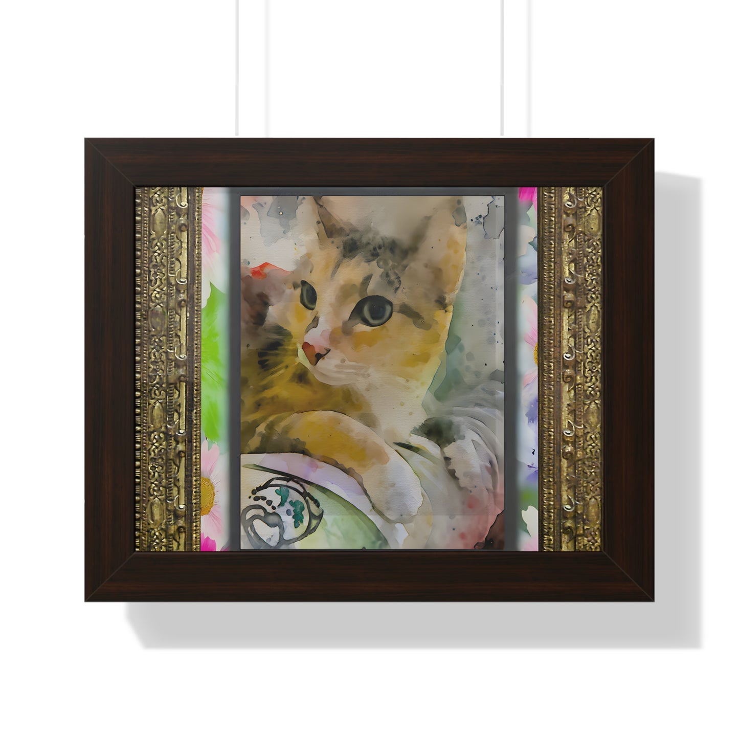 Framed Cat Art Print, Watercolor Cat Poster, Pet Lover Decor, Cat Lover Gift, Home Office Wall Art