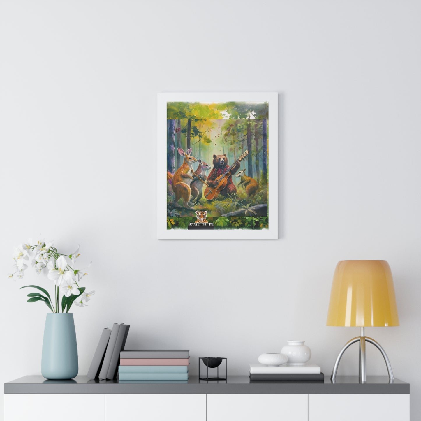 Whimsical Animal Band Framed Poster - Forest Decor, Wildlife Art, Cute Animal Print, Nature-Themed Gift, Nursery Wall Art