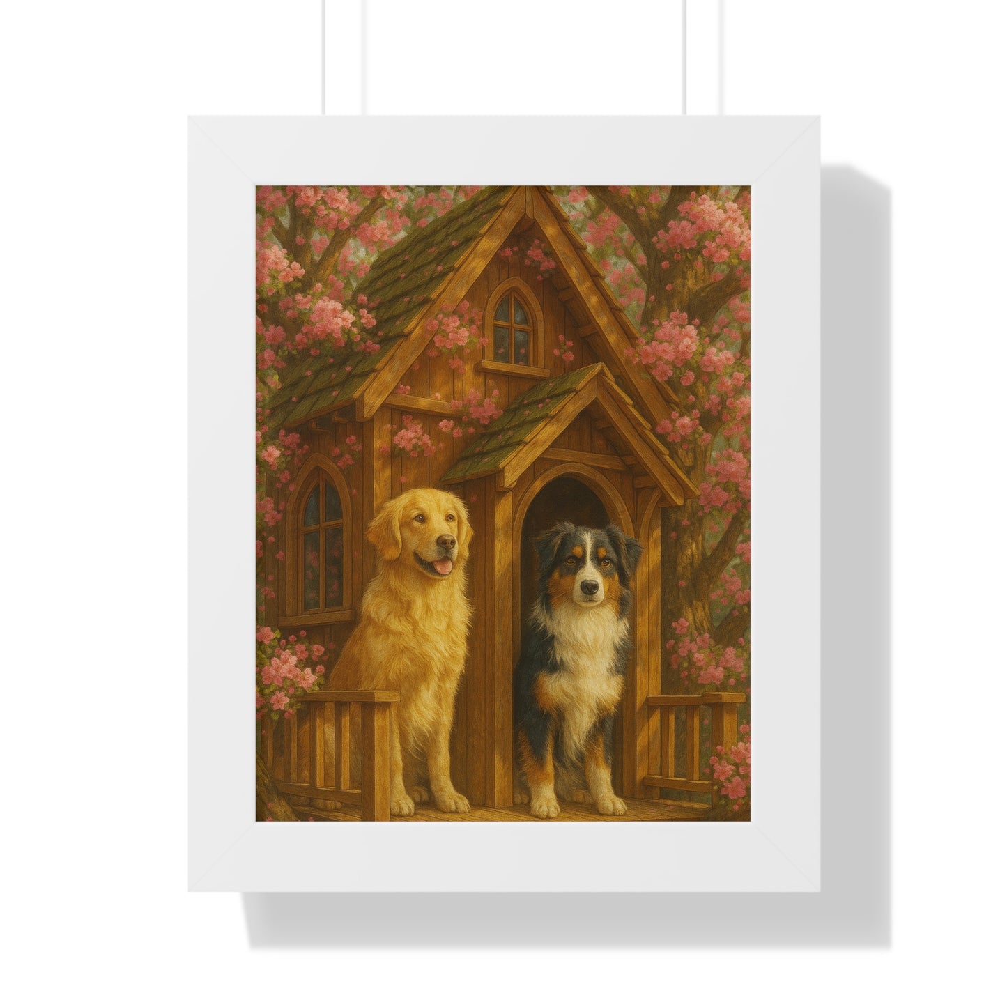 Rustic Dog Lovers' Framed Poster | Cozy Home Decor, Canine Art, Gift for Dog Owners, Pet-Themed Wall Art, Ideal for Animal Lovers