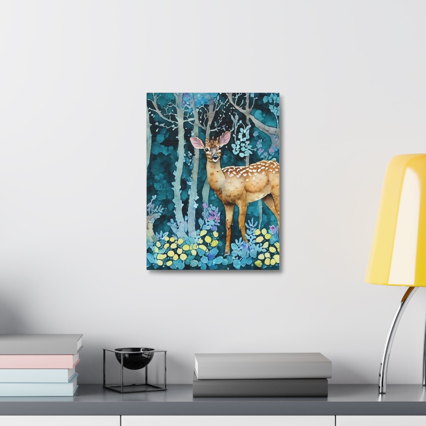 Nature-Inspired Stretched Canvas Art Print, Woodland Deer Decor, Forest Wall Art, Animal Lover Gift, Rustic Home Accent