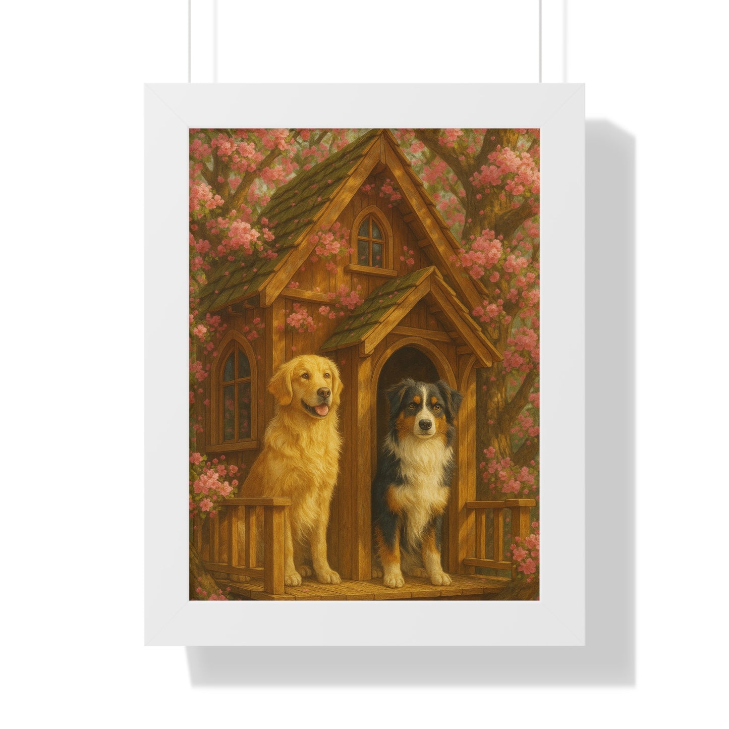 Rustic Dog Lovers' Framed Poster | Cozy Home Decor, Canine Art, Gift for Dog Owners, Pet-Themed Wall Art, Ideal for Animal Lovers