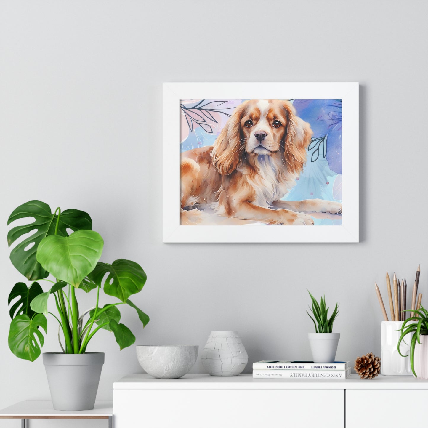 Framed Dog Portrait Poster, Pet Wall Art, Dog Lover Gift, Home Decor, Animal Artwork, Personalized Dog Art