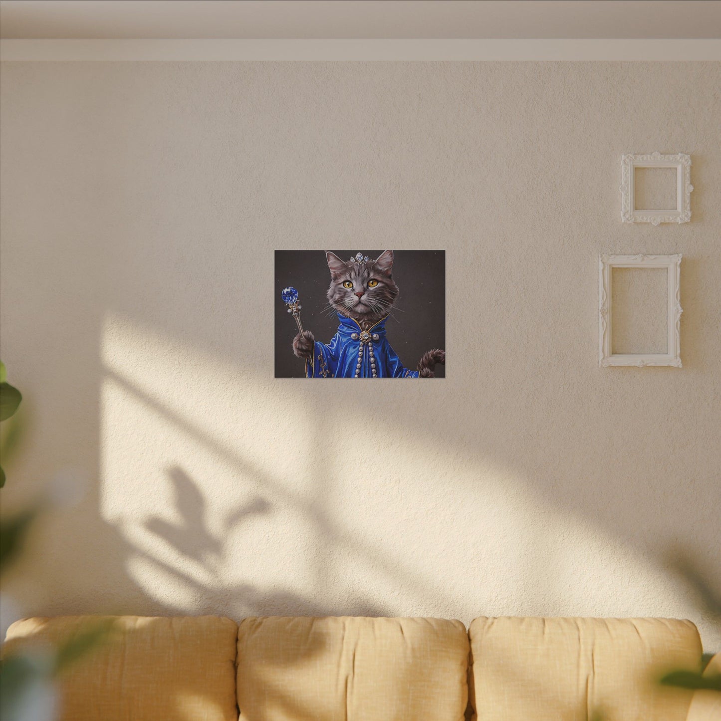 Majestic Cat Canvas Art, Whimsical Cat Portrait, Home Decor, Cat Lover Gift, Cat-Themed Wall Art, Royal Pet Print