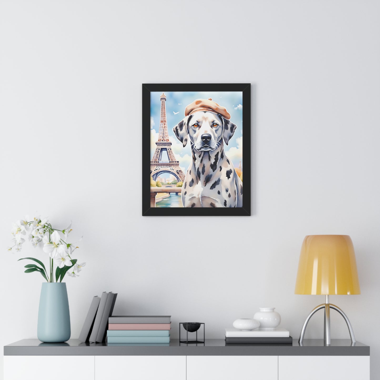 Charming Dog Art Print, Parisian Home Décor, Wall Art Gift, Framed Dog Poster, Canine Lover Wall Decor