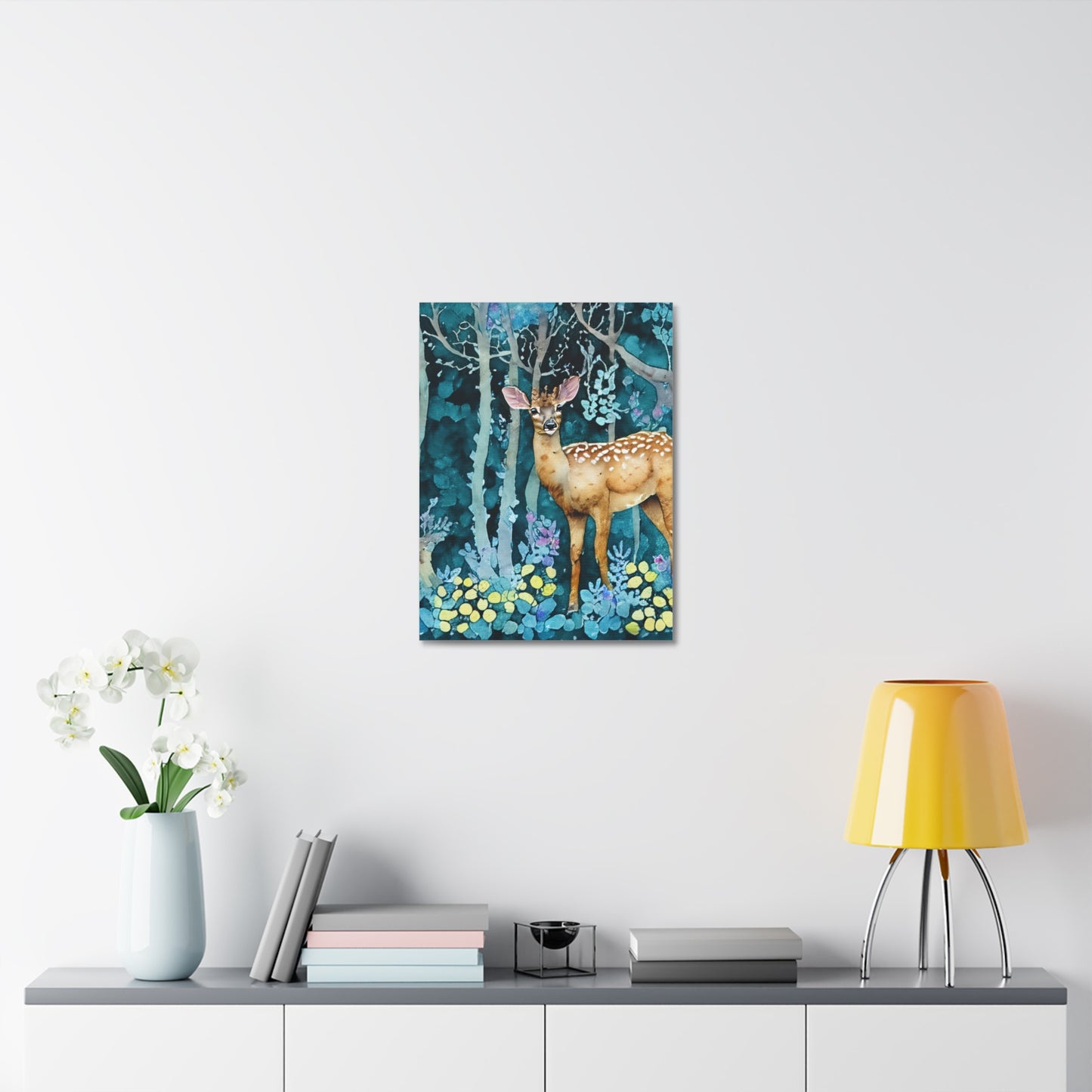 Nature-Inspired Stretched Canvas Art Print, Woodland Deer Decor, Forest Wall Art, Animal Lover Gift, Rustic Home Accent