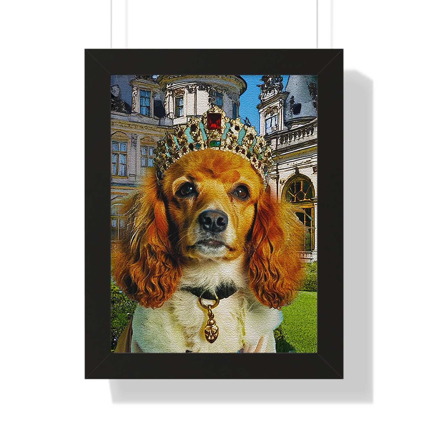 Regal Dog Framed Vertical Poster, Dog Lovers Wall Art, Pet Decor, Unique Gift, Crowned Pup Print