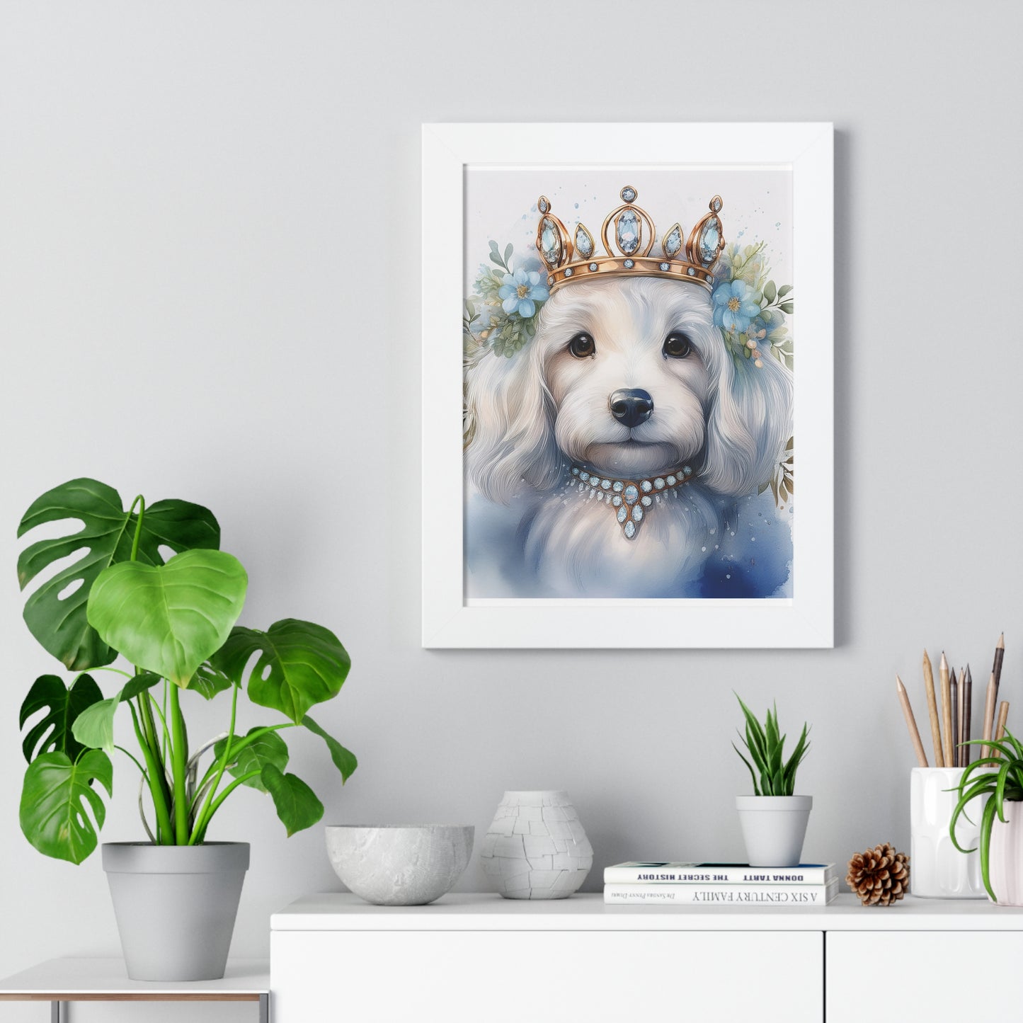 regal dog portrait, home decor, pet lover gift, framed art print, wall art