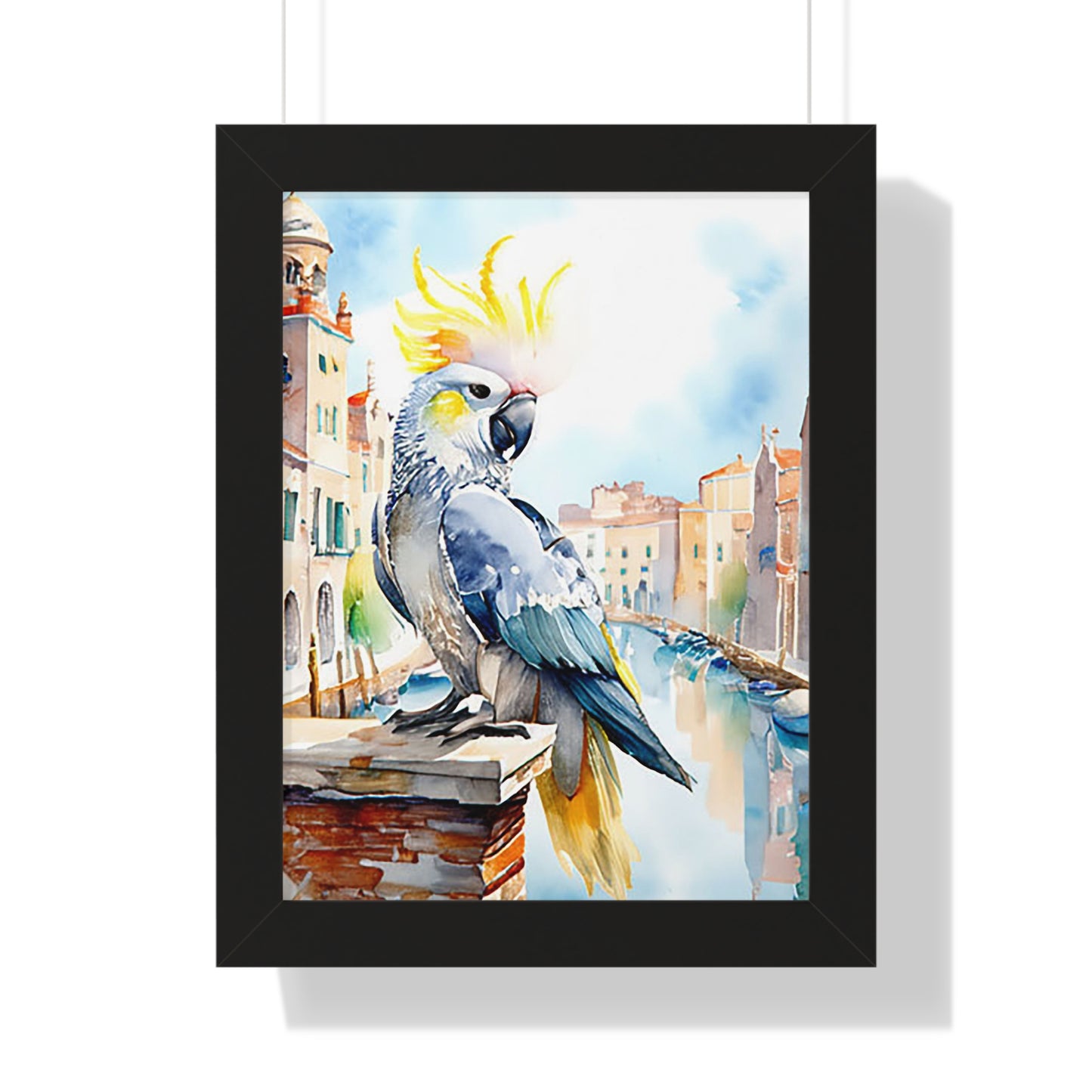 Vibrant Parrot Wall Art, Framed Vertical Poster, Tropical Decor, Bird Lover Gift, Home Interior Design, Nautical Wall Art