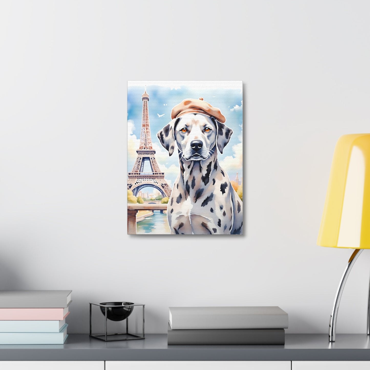 Parisian Dog Canvas Art Print, Dog Wall Decor, Gift for Dog Lovers, Home Aesthetic, French Style Art, Pet Lover Gift