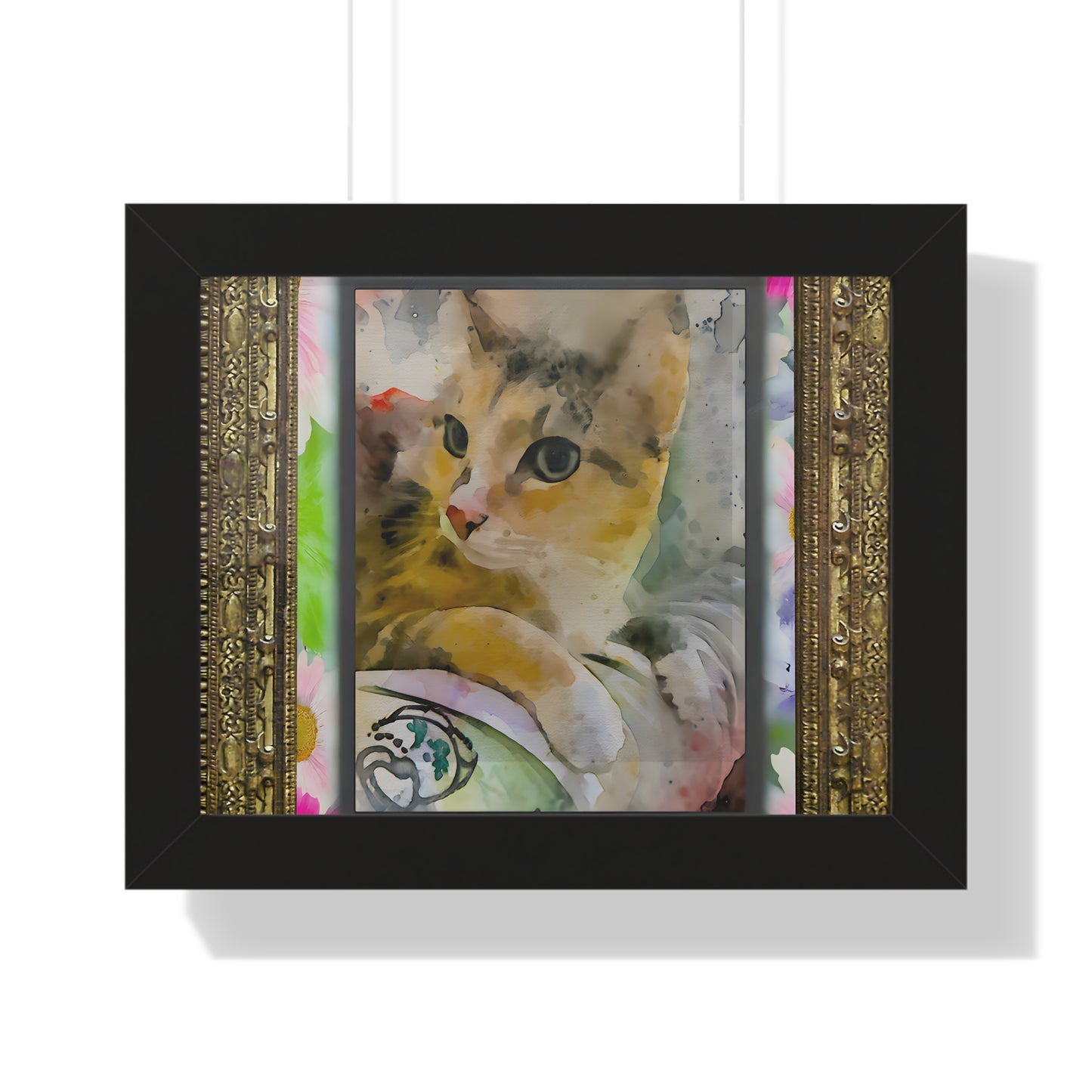 Framed Cat Art Print, Watercolor Cat Poster, Pet Lover Decor, Cat Lover Gift, Home Office Wall Art