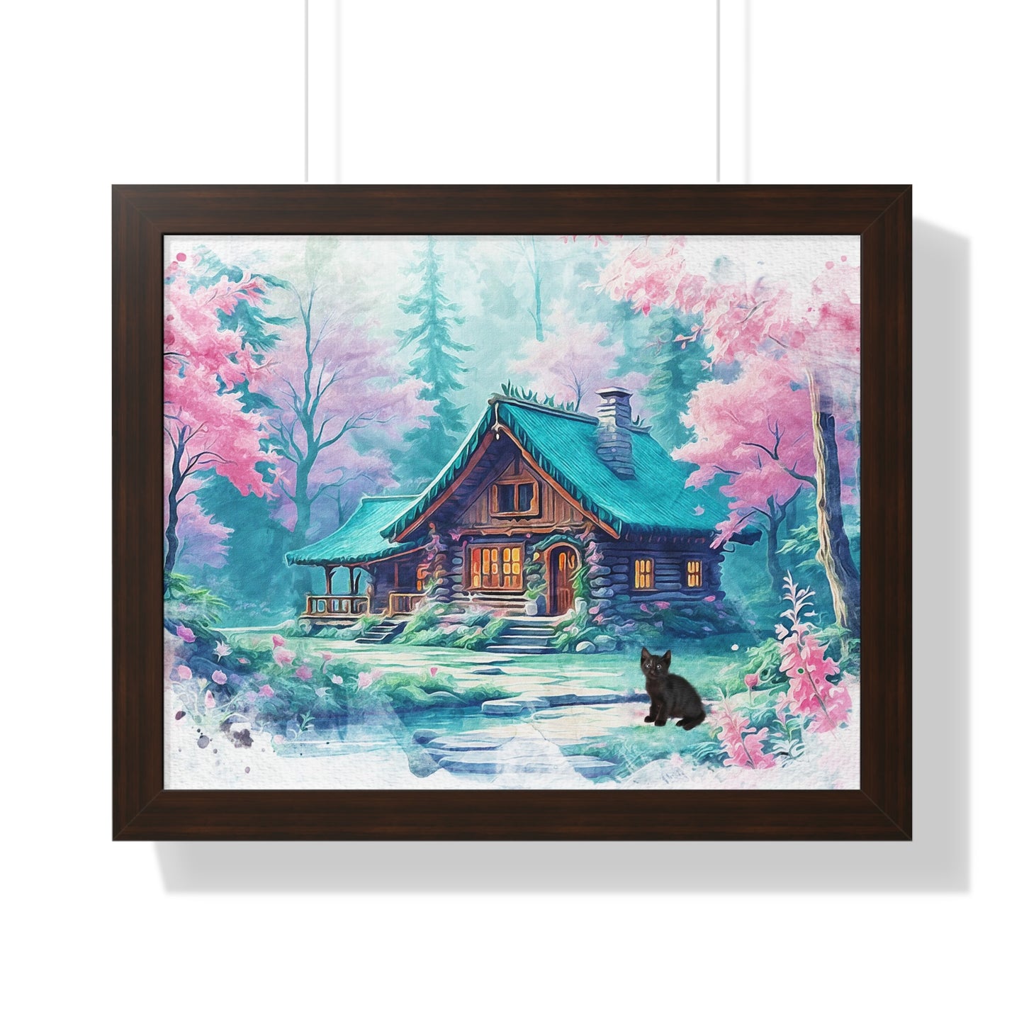 Cozy Cabin Framed Poster, Rustic Home Decor, Nature Wall Art, Gift for Homeowners, Landscape Print, Cabin Aesthetic