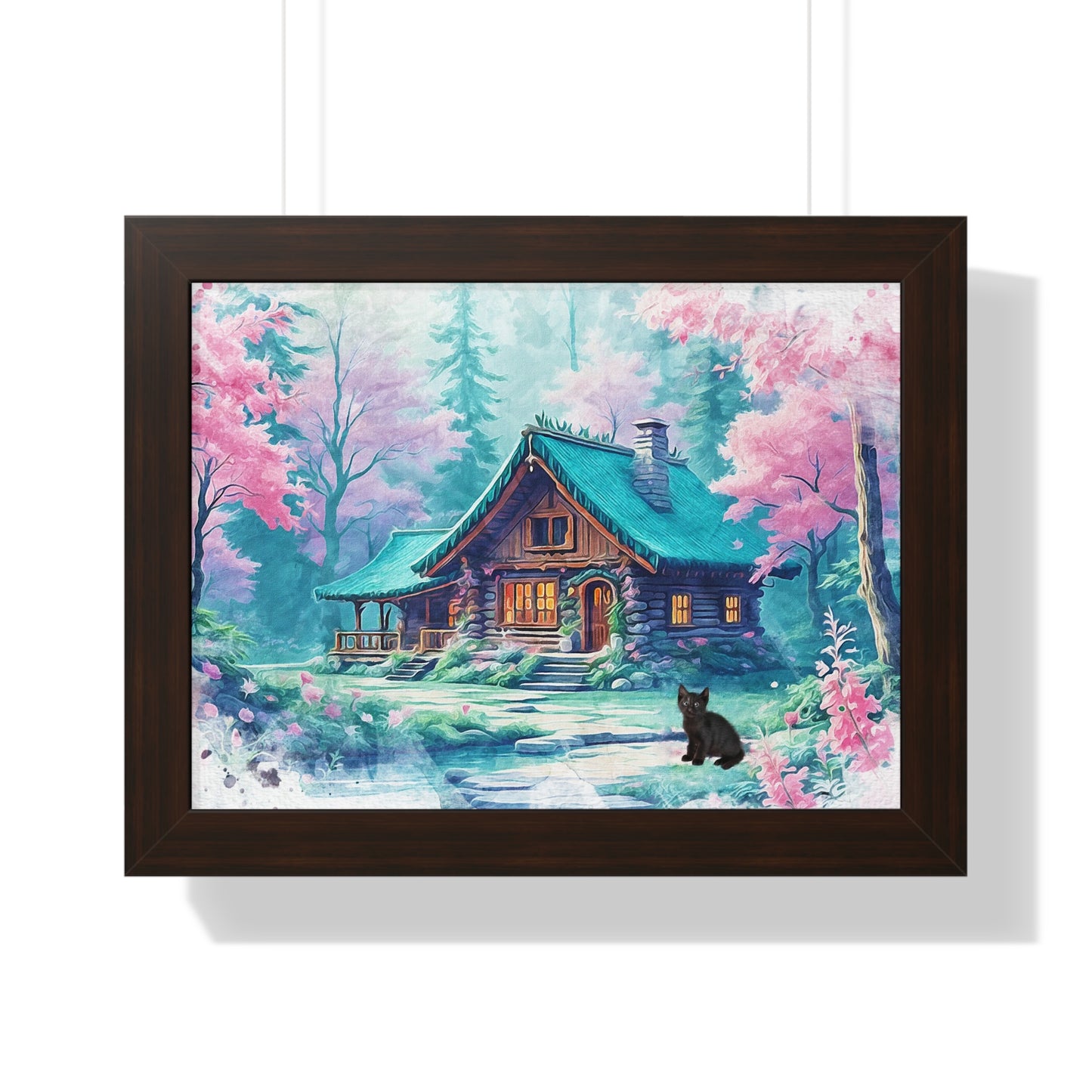 Cozy Cabin Framed Poster, Rustic Home Decor, Nature Wall Art, Gift for Homeowners, Landscape Print, Cabin Aesthetic