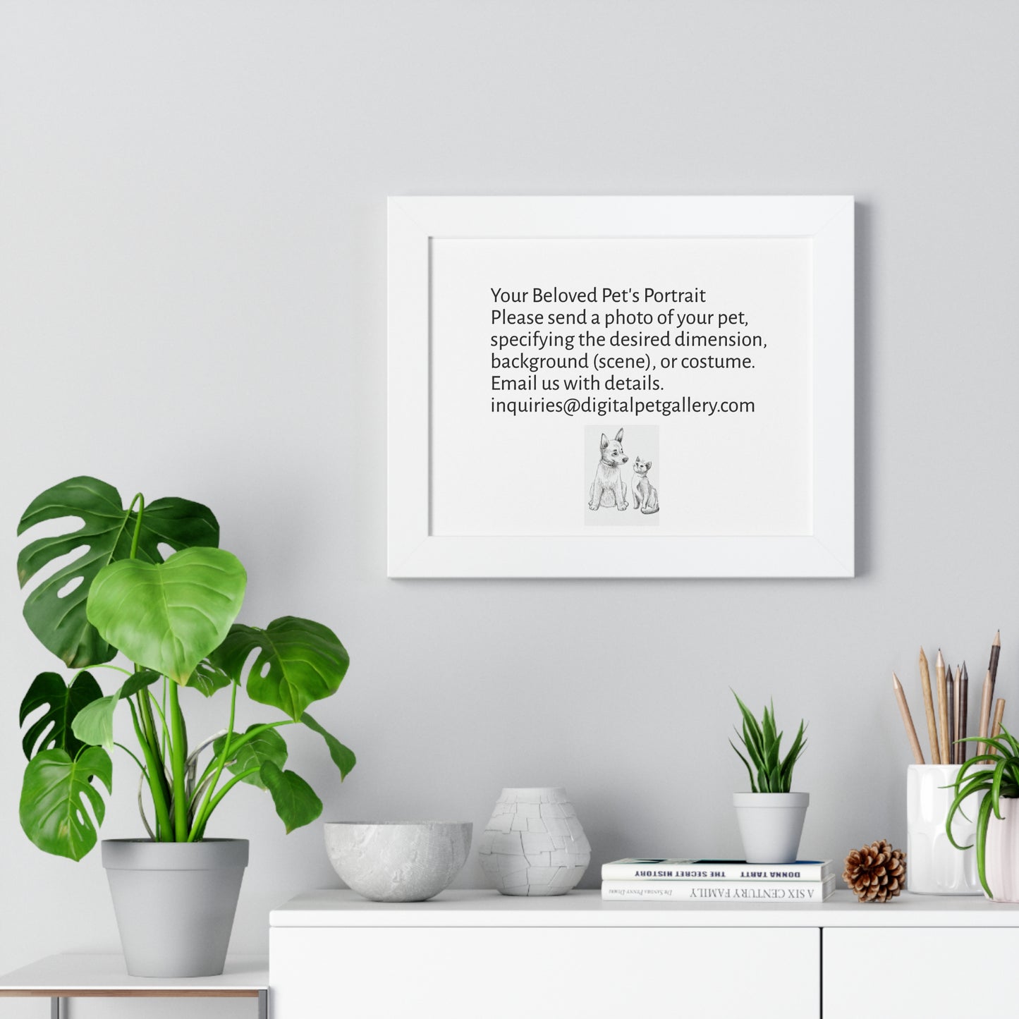 Custom Pet Portrait Framed Poster, Personalized Pet Art, Pet Memorial Gift, Home Decor, Animal Lover Wall Art