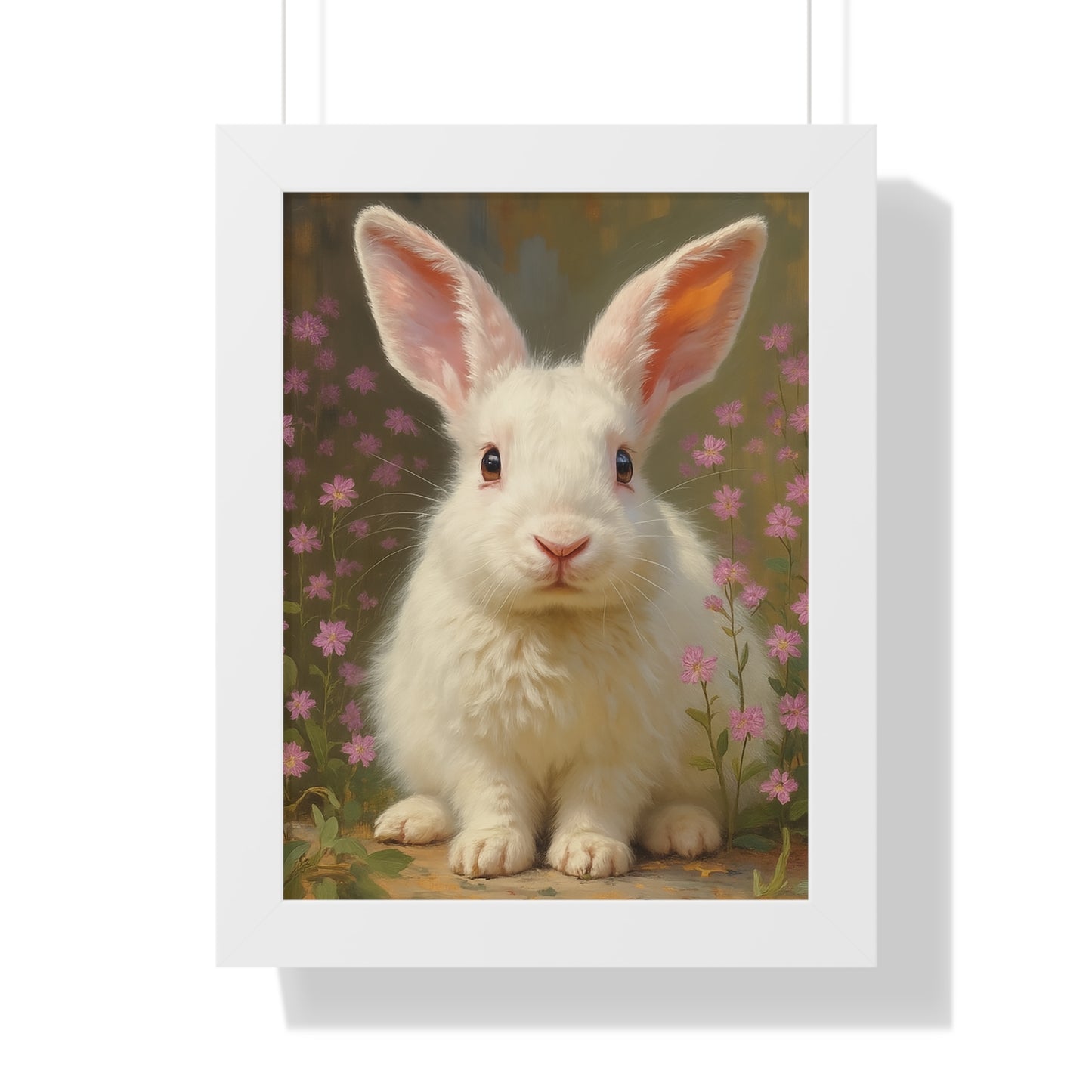 Charming Rabbit Framed Vertical Poster, Cute Bunny Art, Nursery Decor, Animal Wall Art, Kids' Room Decoration, Easter Gift