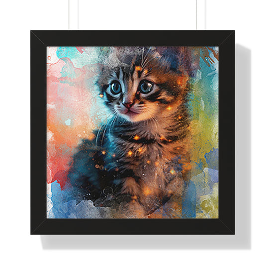 Vibrant Cat Art Poster, Framed Wall Decor, Colorful Home Decor, Cat Lover Gift, Pet Owner Wall Art, Cute Animal Print