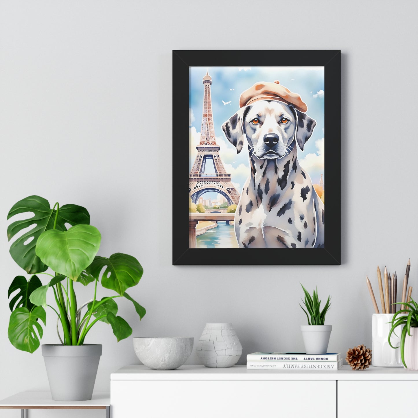 Charming Dog Art Print, Parisian Home Décor, Wall Art Gift, Framed Dog Poster, Canine Lover Wall Decor