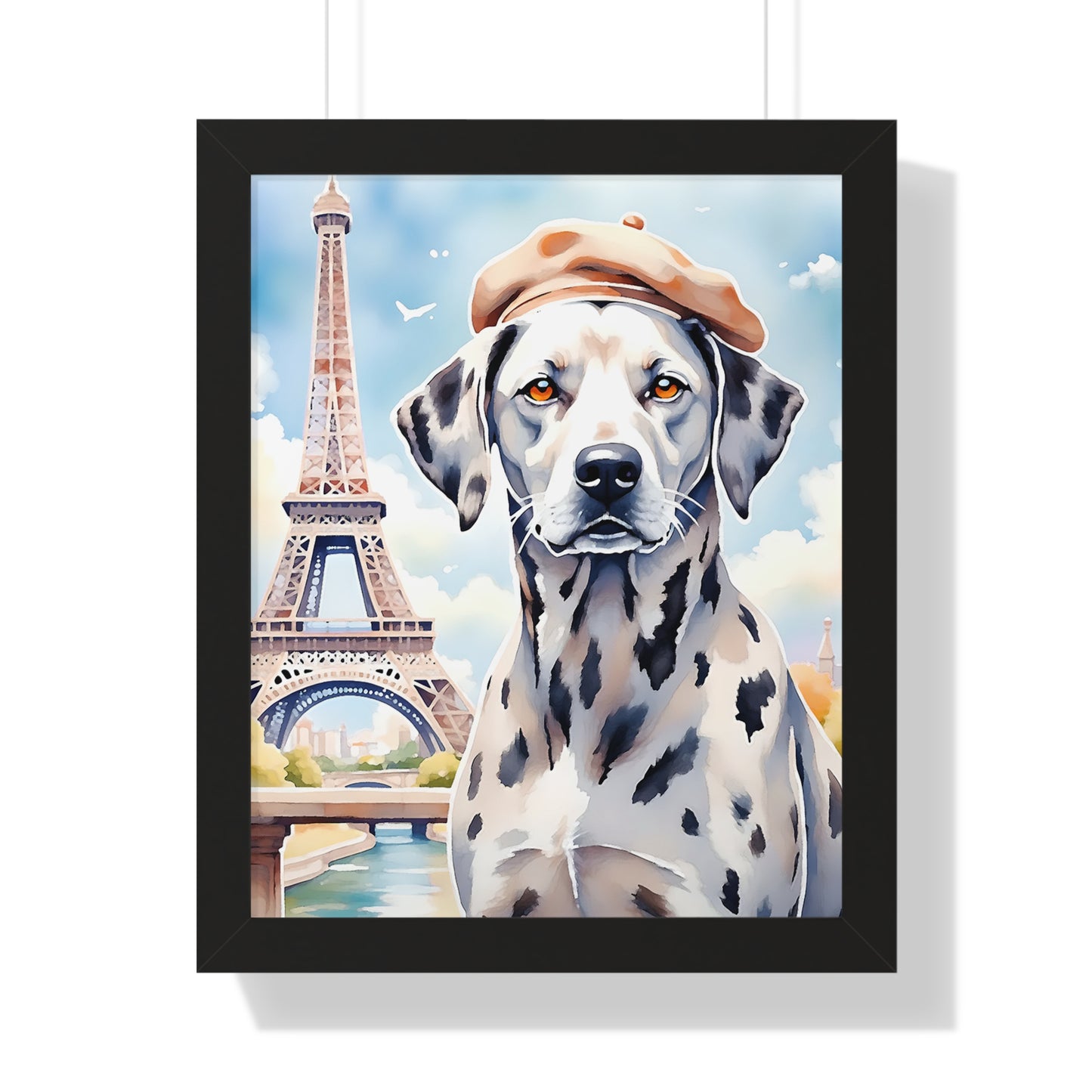 Charming Dog Art Print, Parisian Home Décor, Wall Art Gift, Framed Dog Poster, Canine Lover Wall Decor