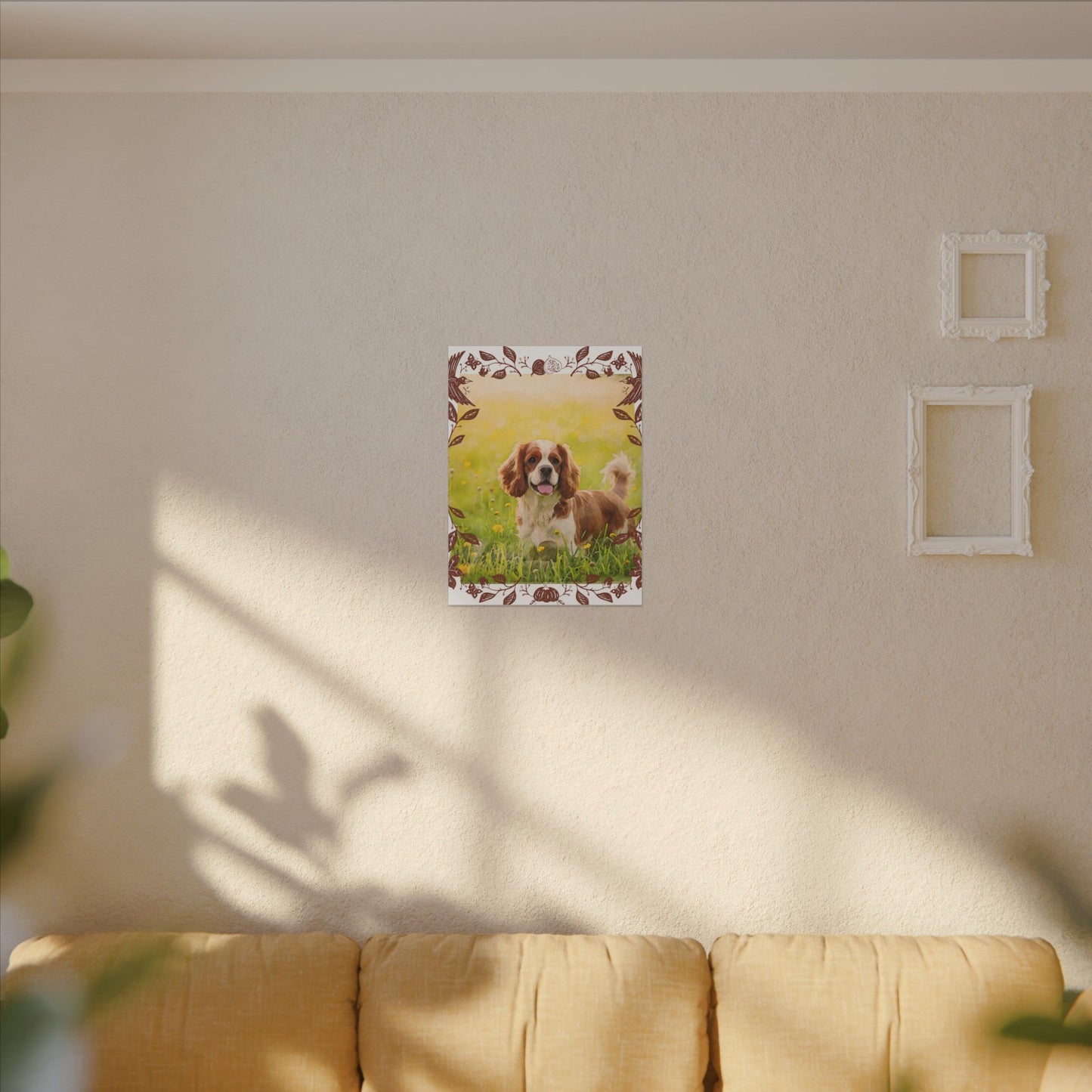 Dog Portrait Canvas Wall Art, Pet Memorial Decor, Dog Lover Gift, Floral Dog Art Print, Custom Pet Artwork