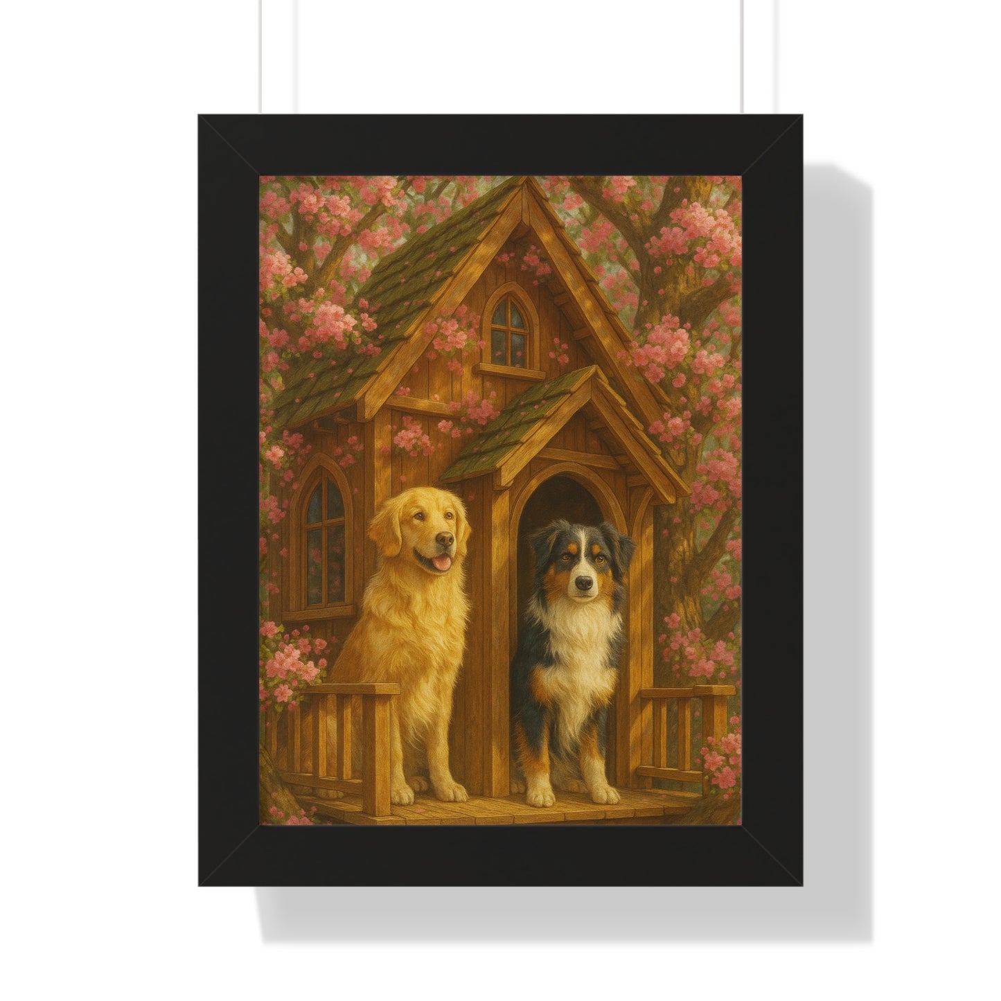 Rustic Dog Lovers' Framed Poster | Cozy Home Decor, Canine Art, Gift for Dog Owners, Pet-Themed Wall Art, Ideal for Animal Lovers
