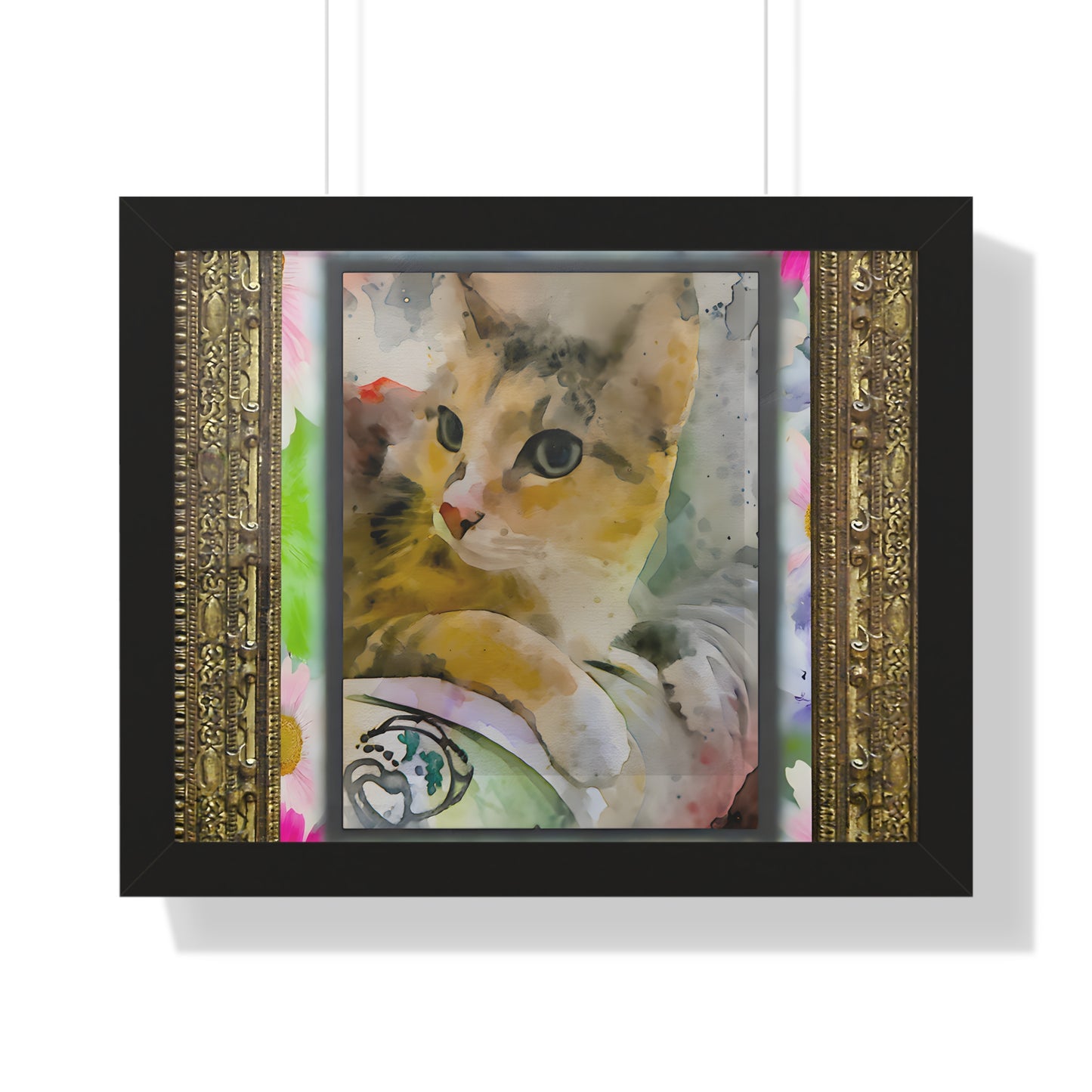 Framed Cat Art Print, Watercolor Cat Poster, Pet Lover Decor, Cat Lover Gift, Home Office Wall Art