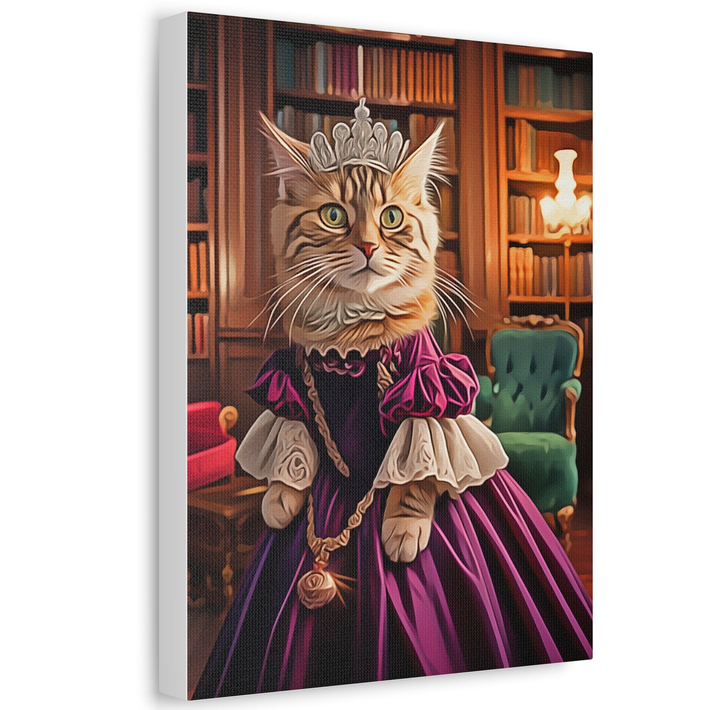 Royal Cat Canvas Art, Funny Cat Decor, Kitten Print, Cat Lover Gift, Whimsical Home Decor, Pet Portrait